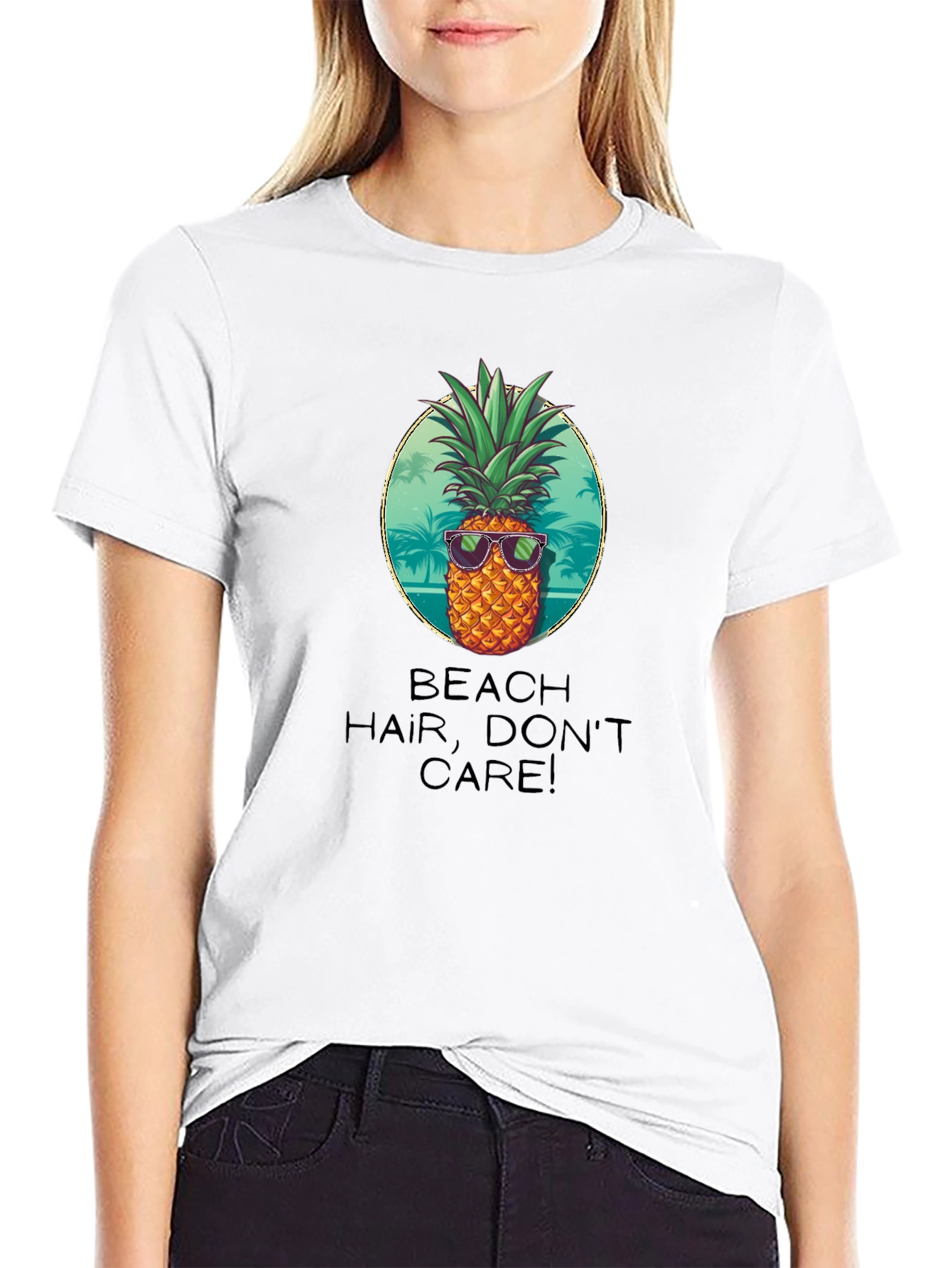 Beach Hair Dont Care! Pineapple Graphic Tee