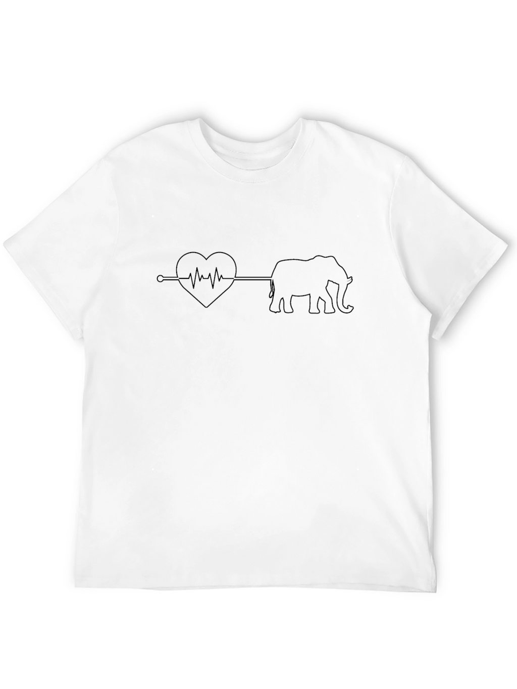 Elephant Heartbeat Line Art T-Shirt - Unisex