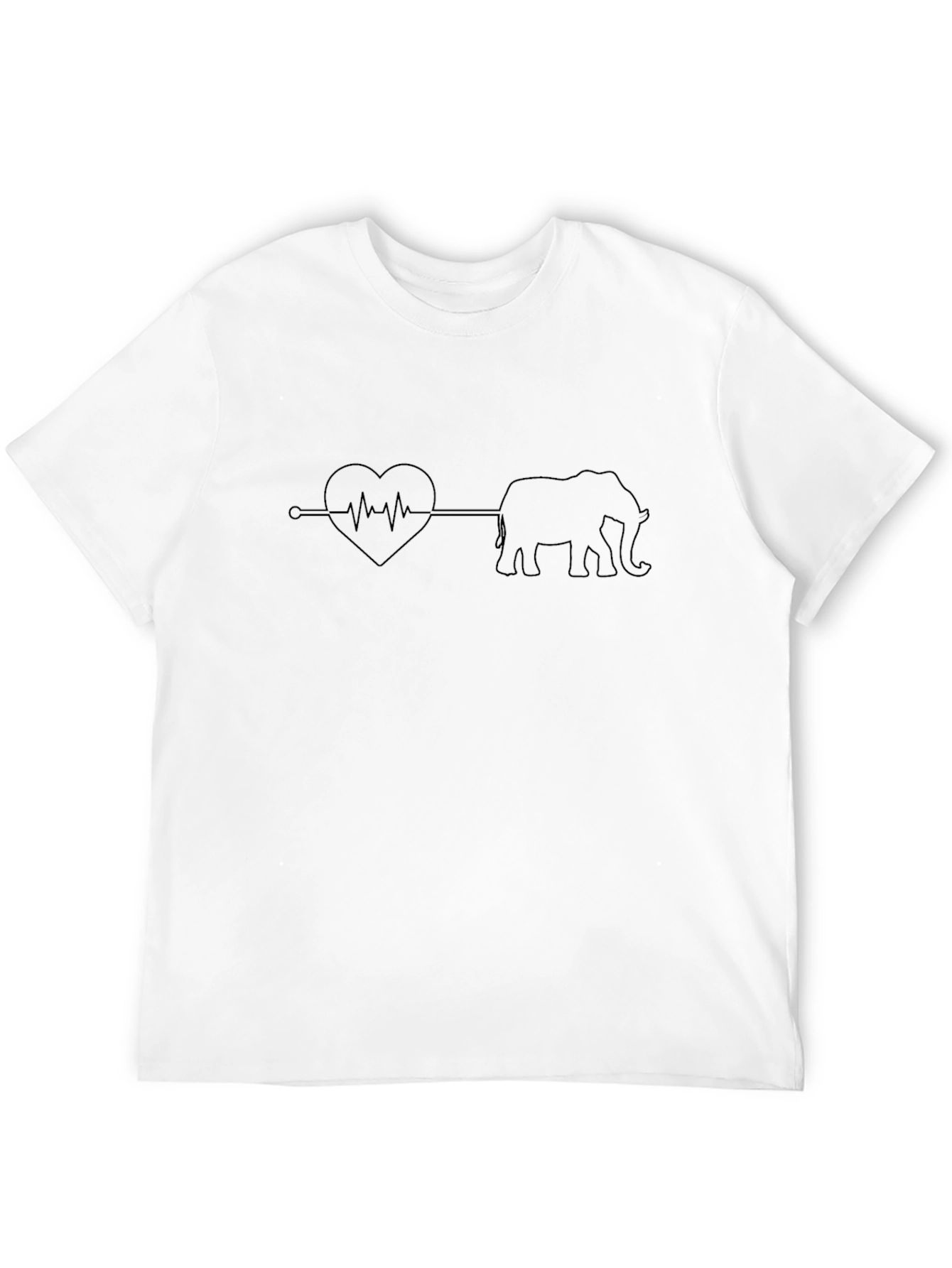 Elephant Heartbeat Line Art T-Shirt - Unisex