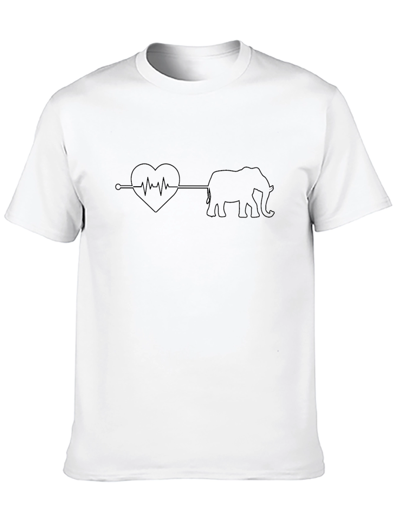 Elephant Heartbeat Line Art T-Shirt - Unisex
