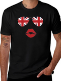 Union Jack Sunglasses and Lips Graphic T-Shirt