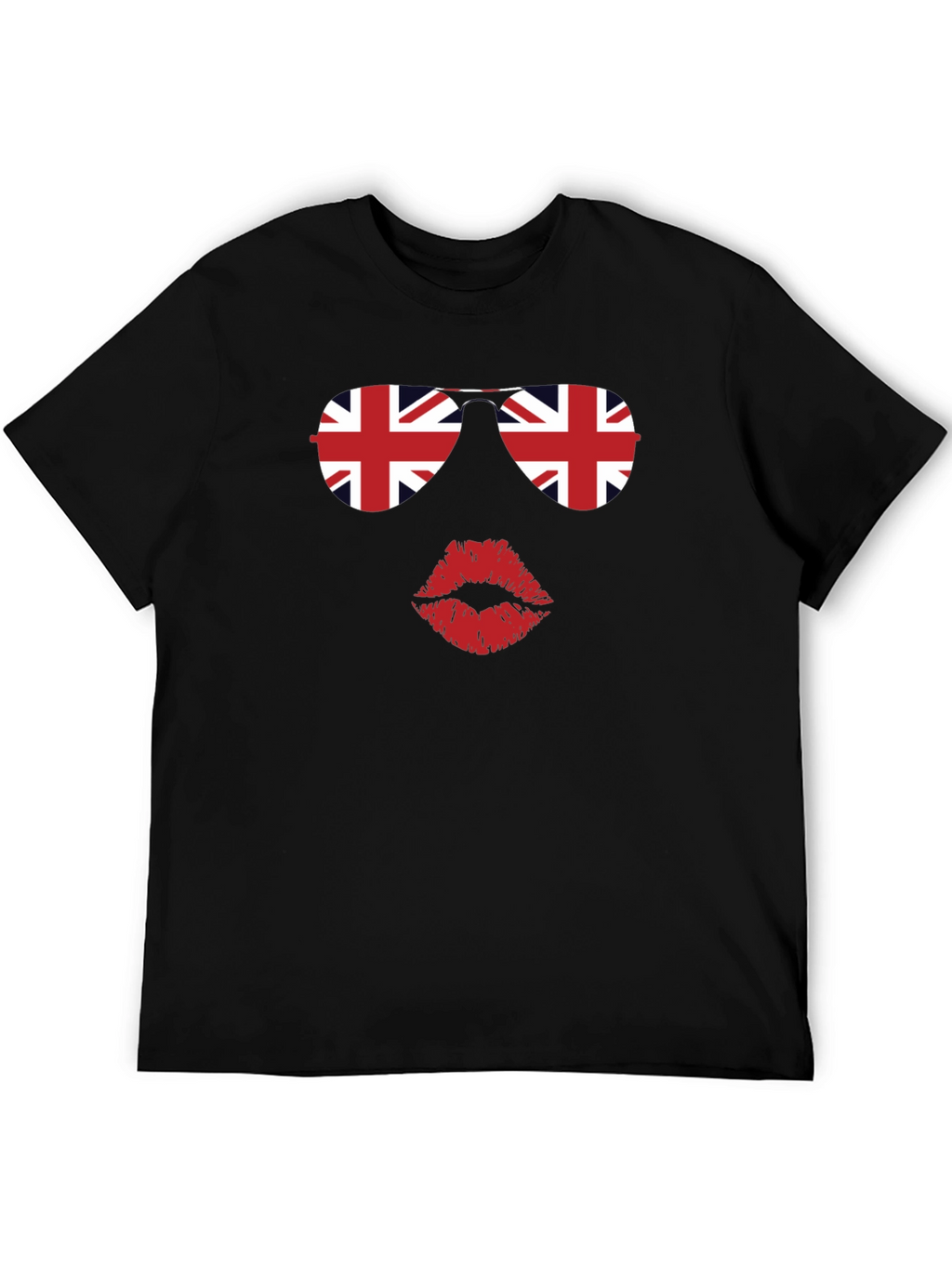 Union Jack Sunglasses and Lips Graphic T-Shirt