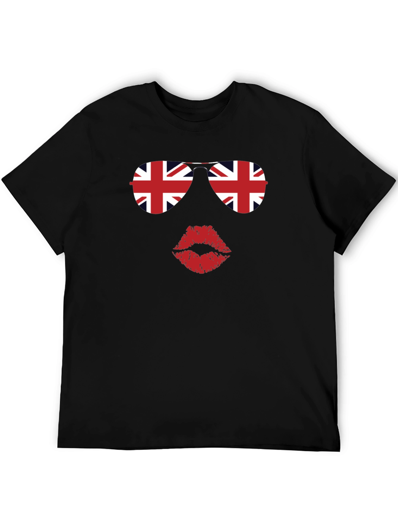 Union Jack Sunglasses and Lips Graphic T-Shirt
