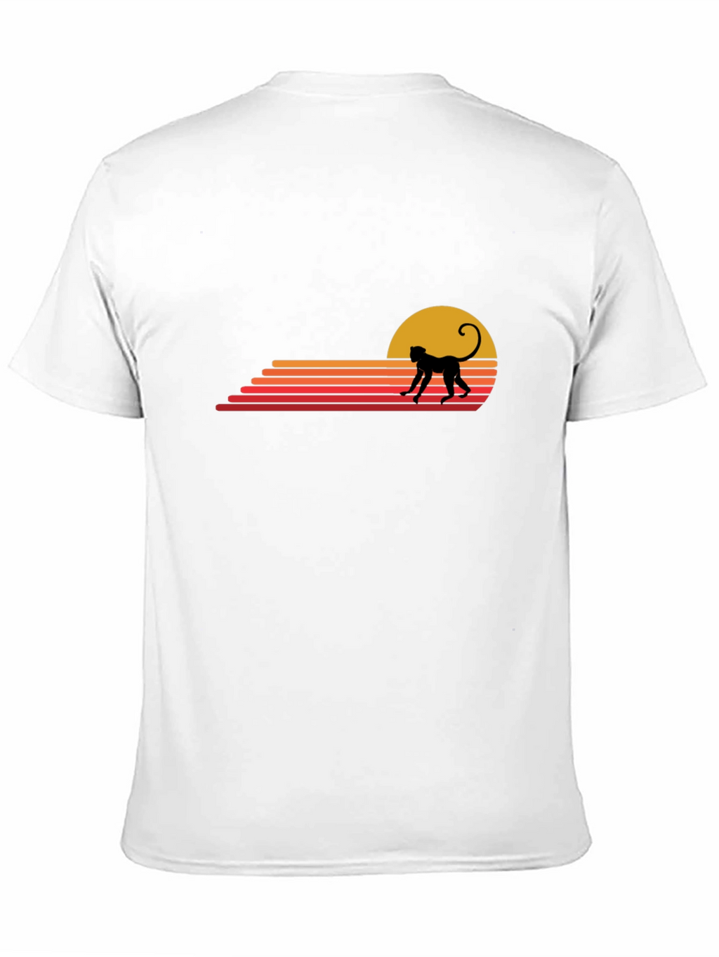 Retro Monkey Sunset Graphic Tee - Casual Black T-Shirt