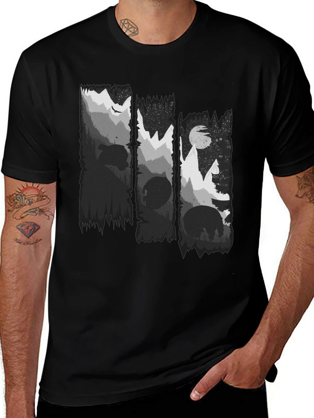 Nature Scene Black Graphic Tee
