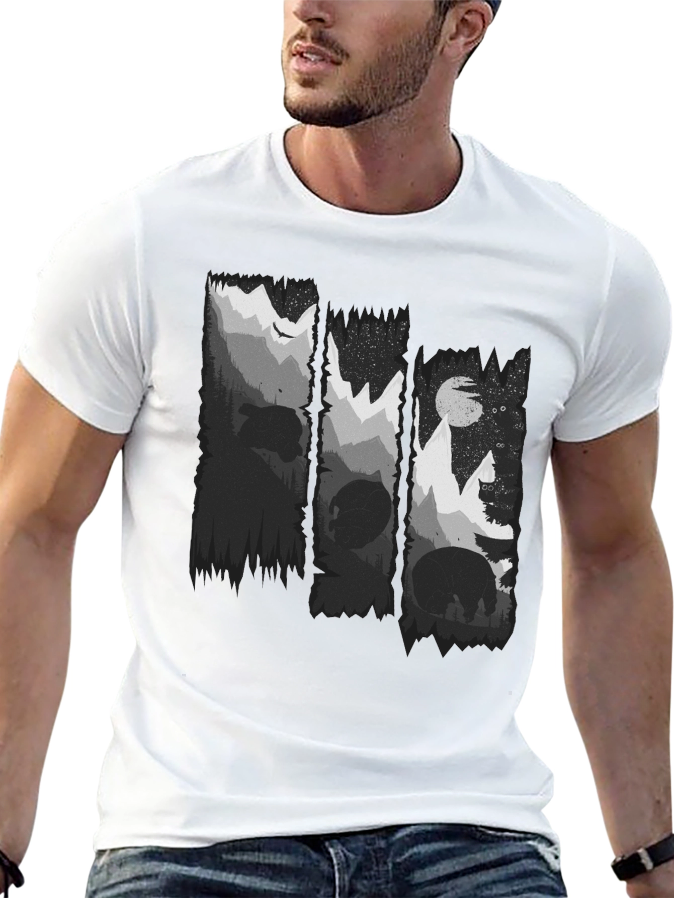 Nature Scene Black Graphic Tee
