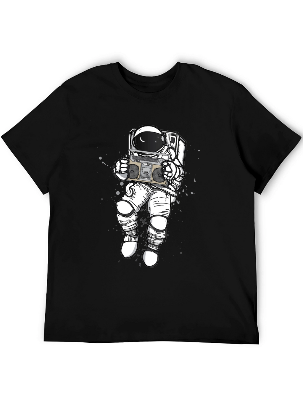 Retro Astronaut Boombox Graphic Tee - Black