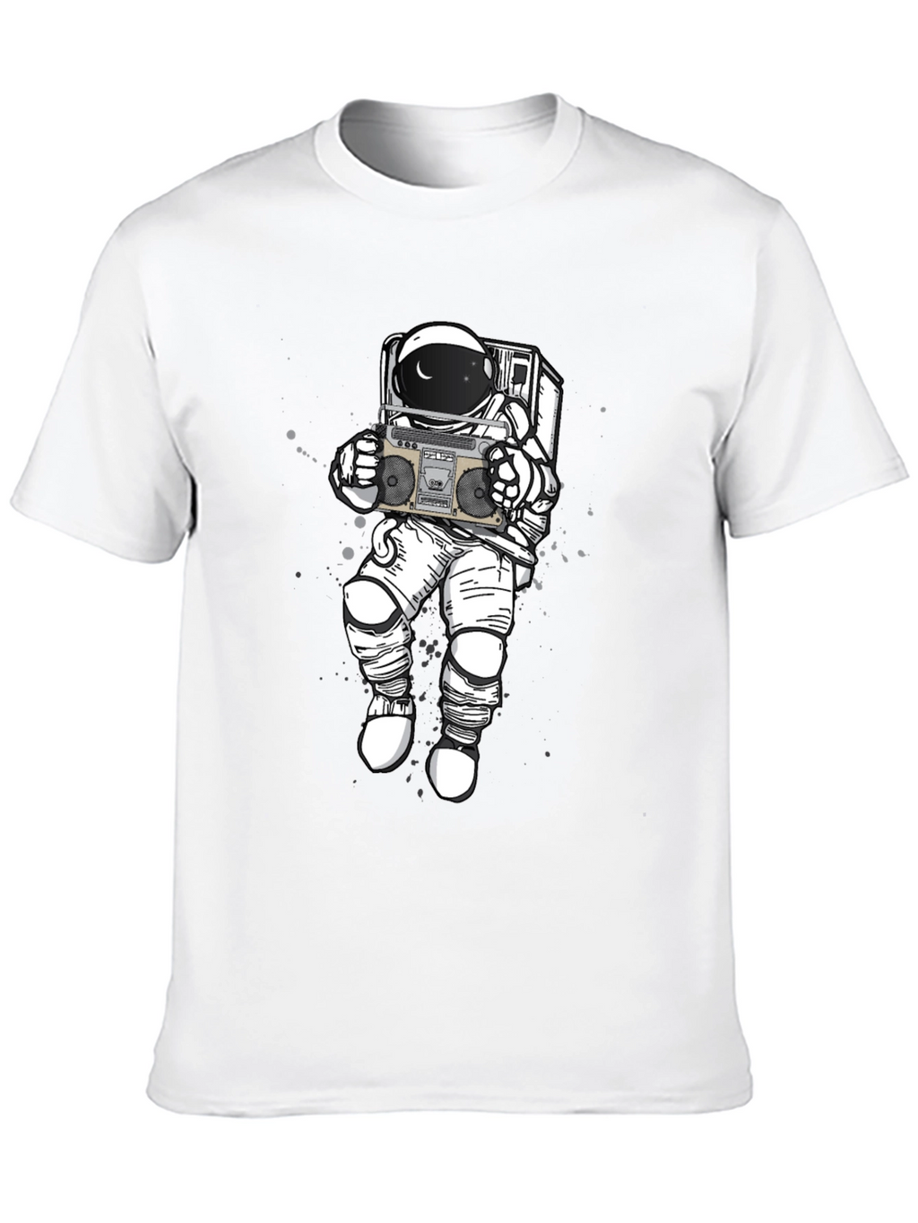 Retro Astronaut Boombox Graphic Tee - Black