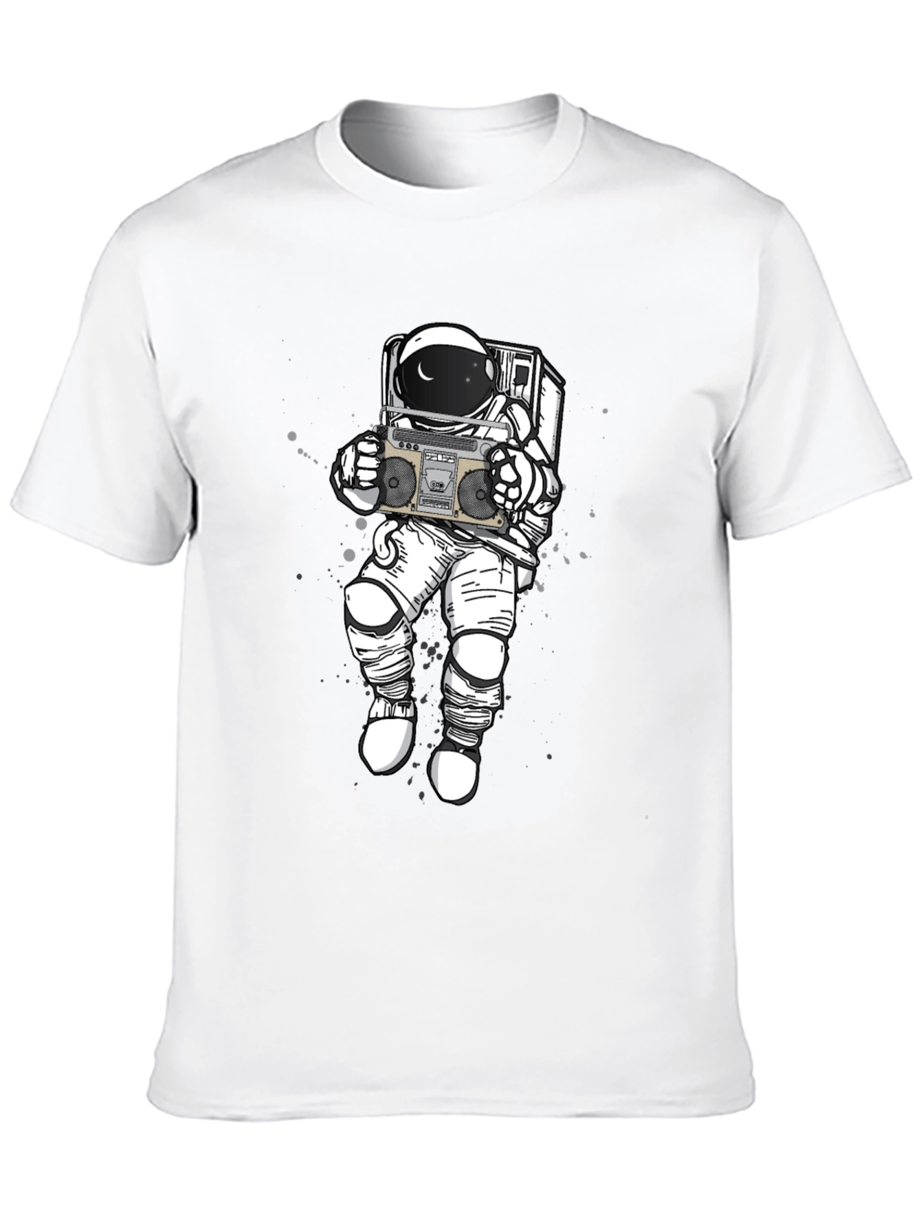 Retro Astronaut Boombox Graphic Tee - Black