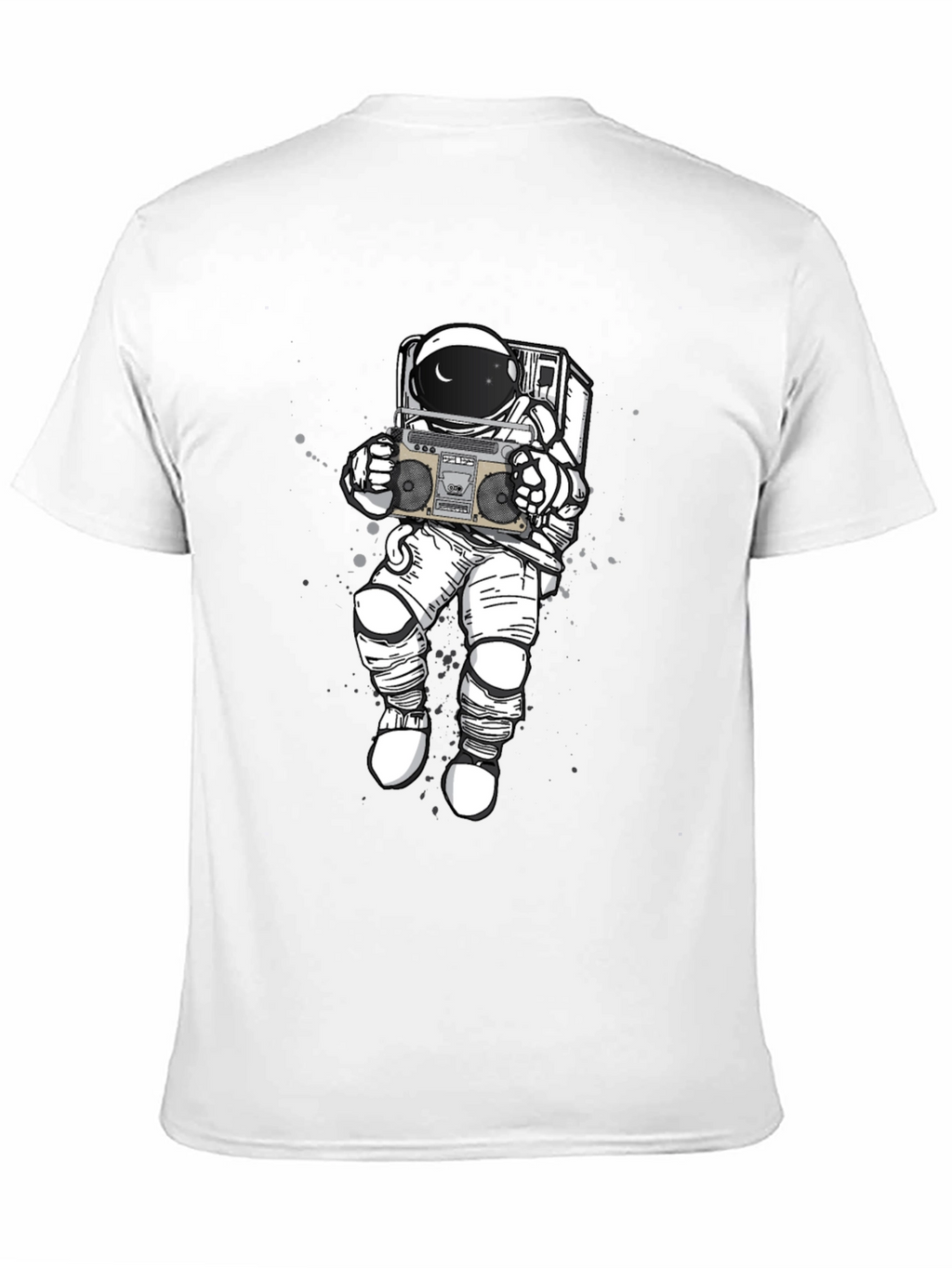Retro Astronaut Boombox Graphic Tee - Black