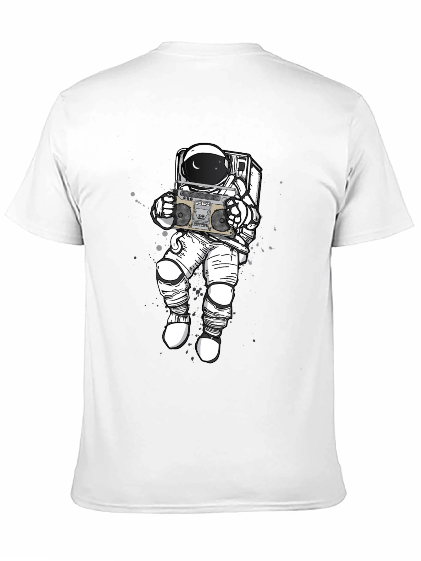 Retro Astronaut Boombox Graphic Tee - Black