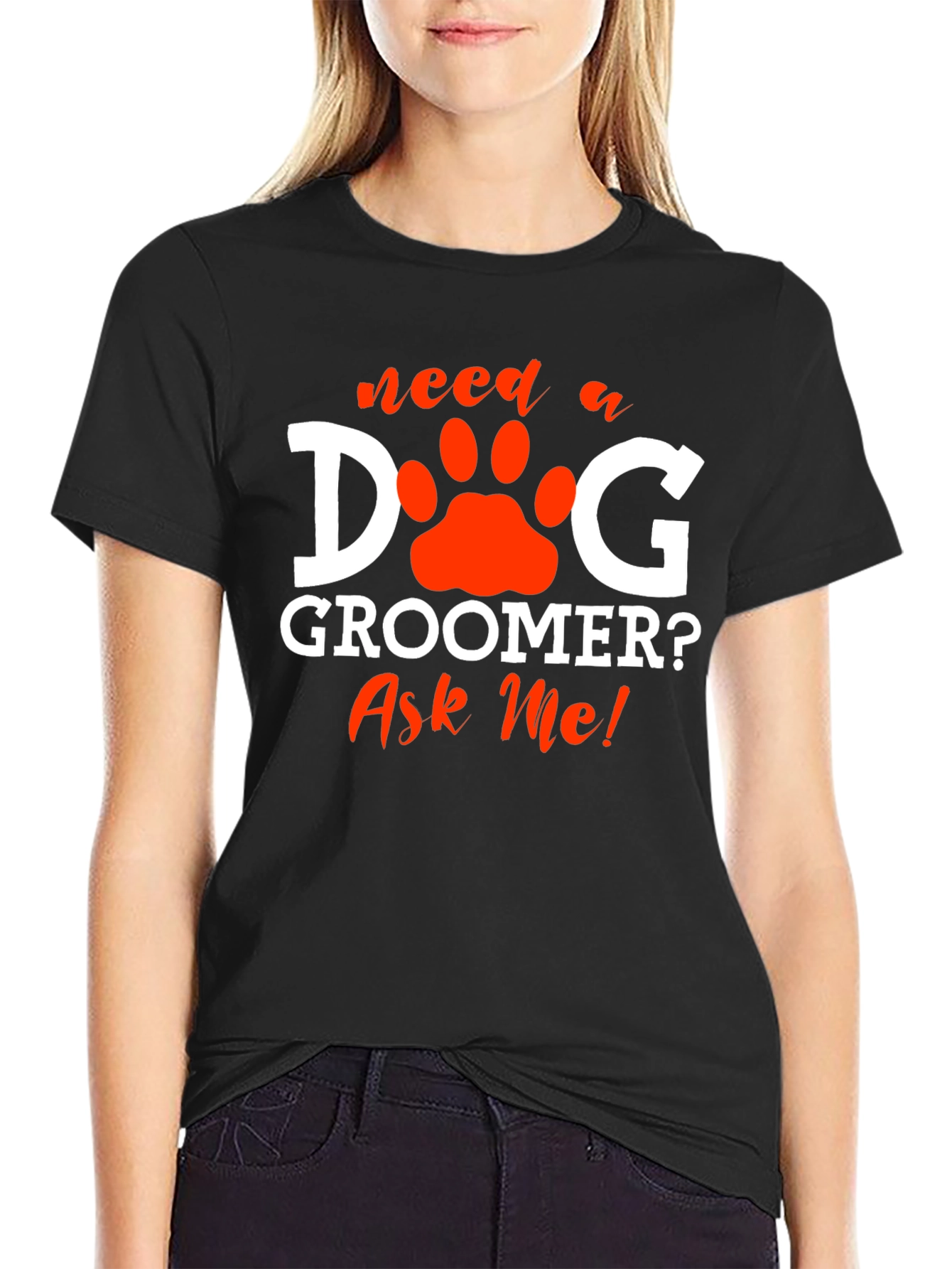Dog Groomer T-Shirt - Ask Me! Pet Paw Design