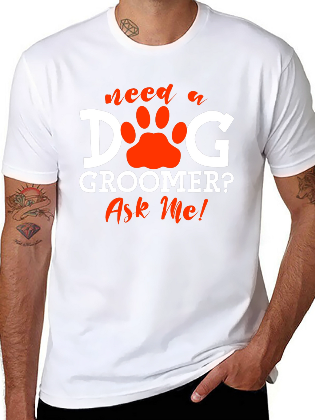 Dog Groomer T-Shirt - Ask Me! Pet Paw Design