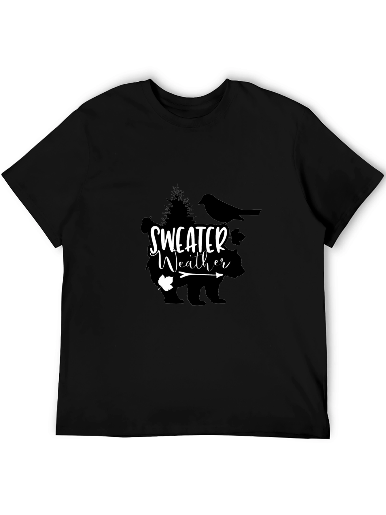 Sweater Weather Bear Graphic Tee - Black