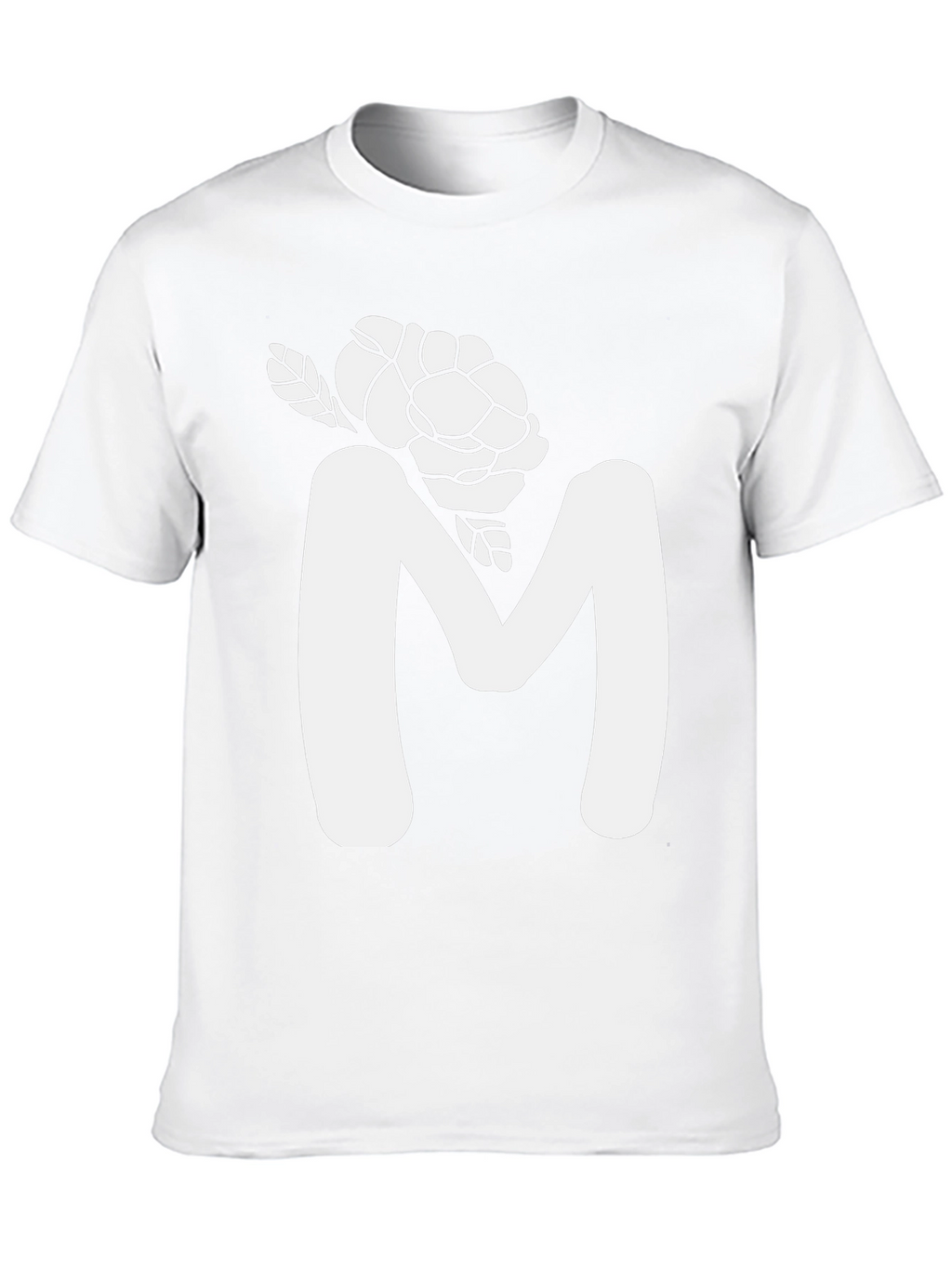 Floral M Initial T-Shirt - Black Cotton Tee
