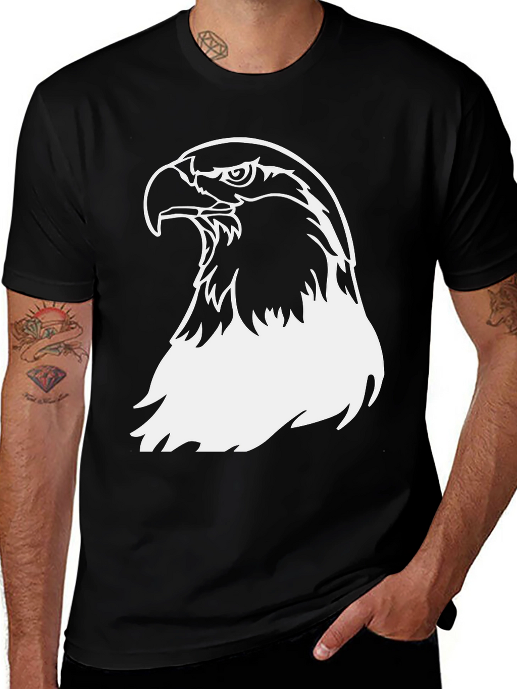 Bold Eagle Graphic Tee - Black
