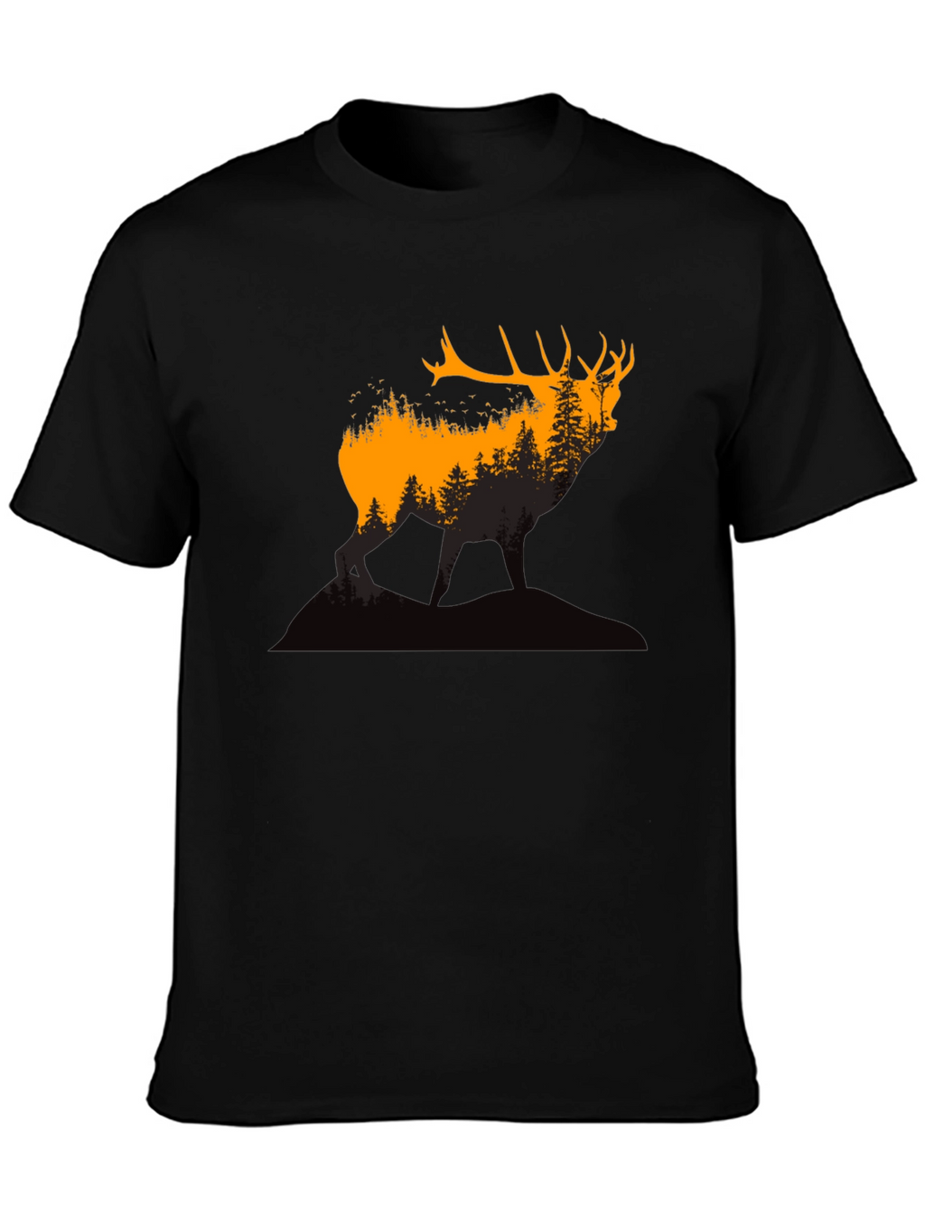 Elk Forest Silhouette Graphic T-Shirt