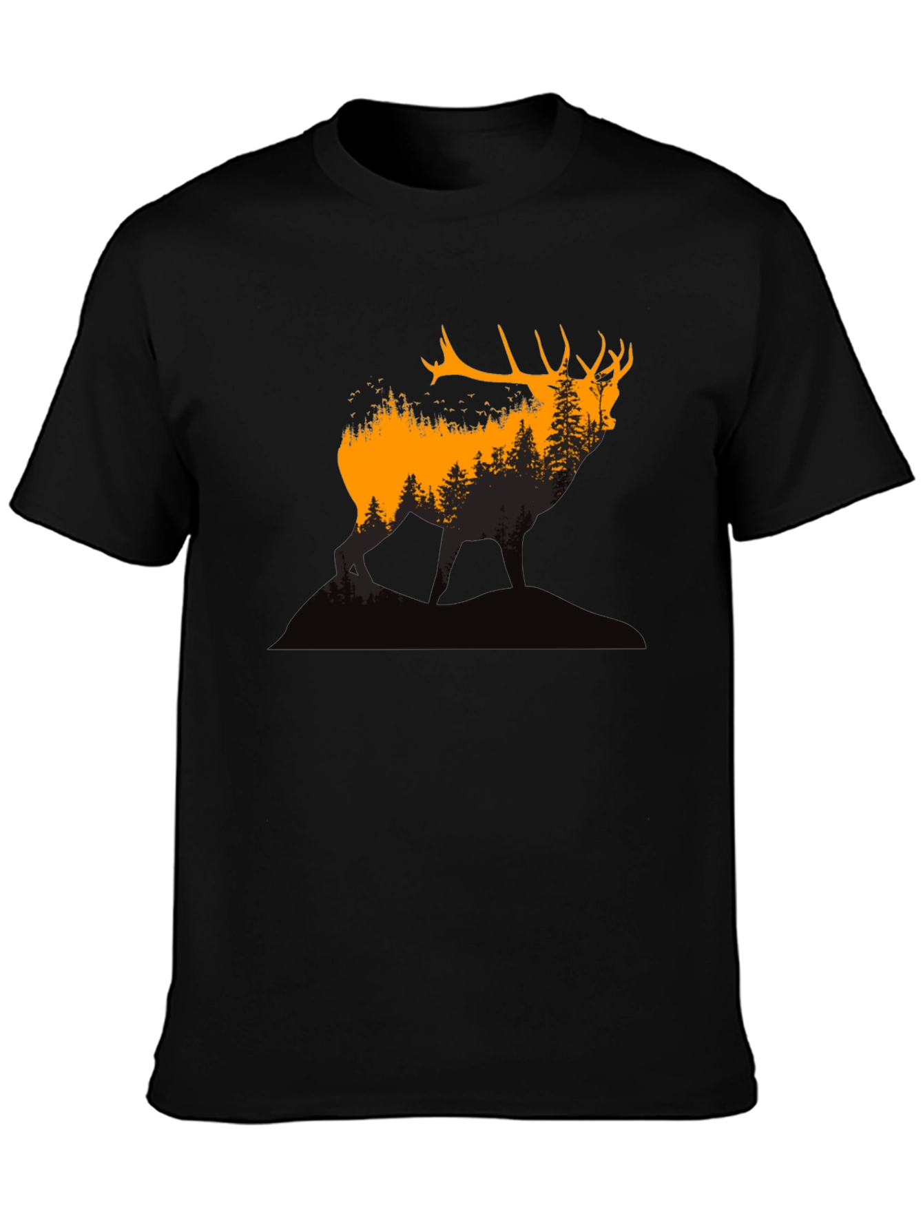 Elk Forest Silhouette Graphic T-Shirt