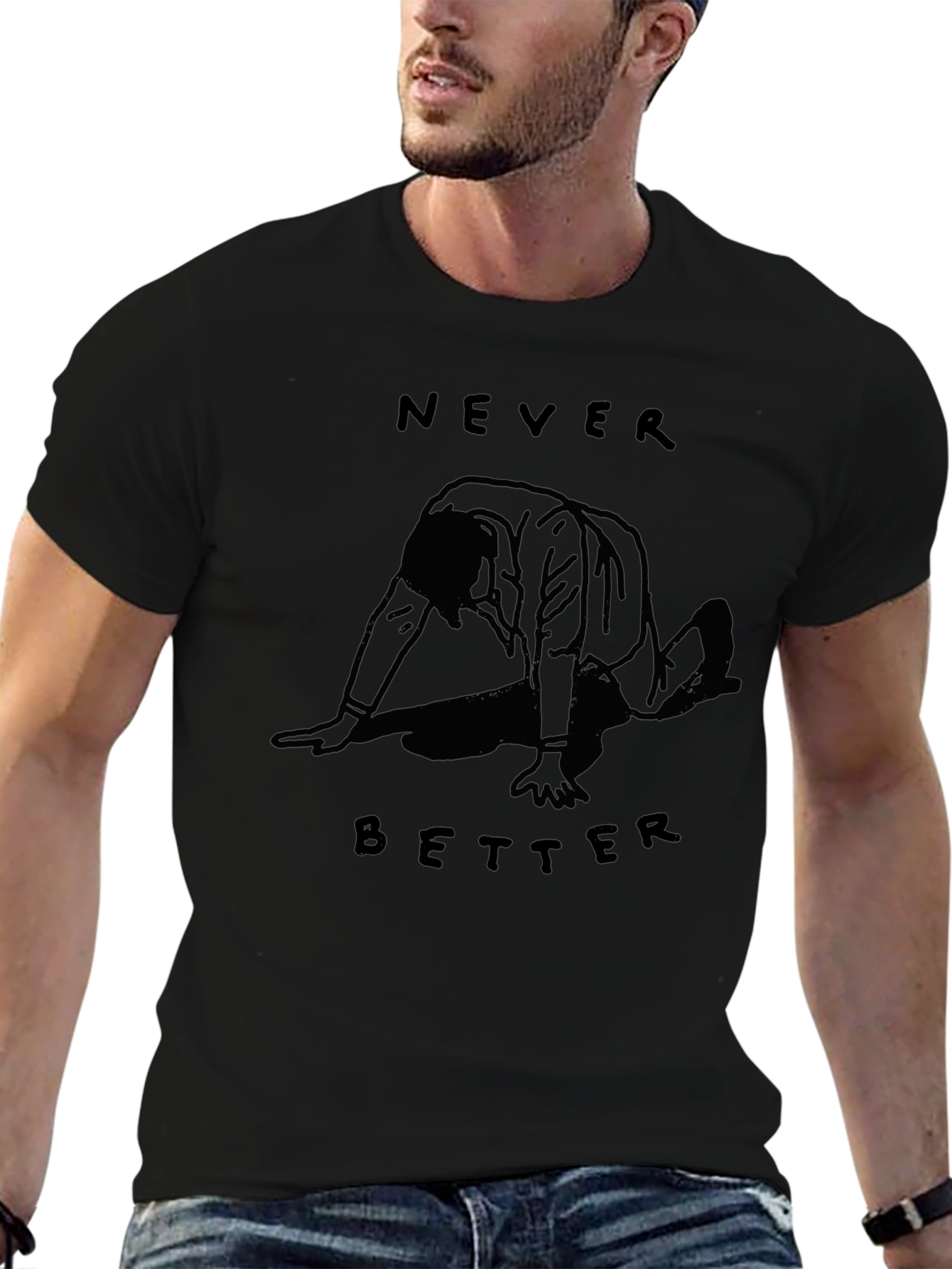 Never Better Graphic Tee - Black Cotton T-Shirt