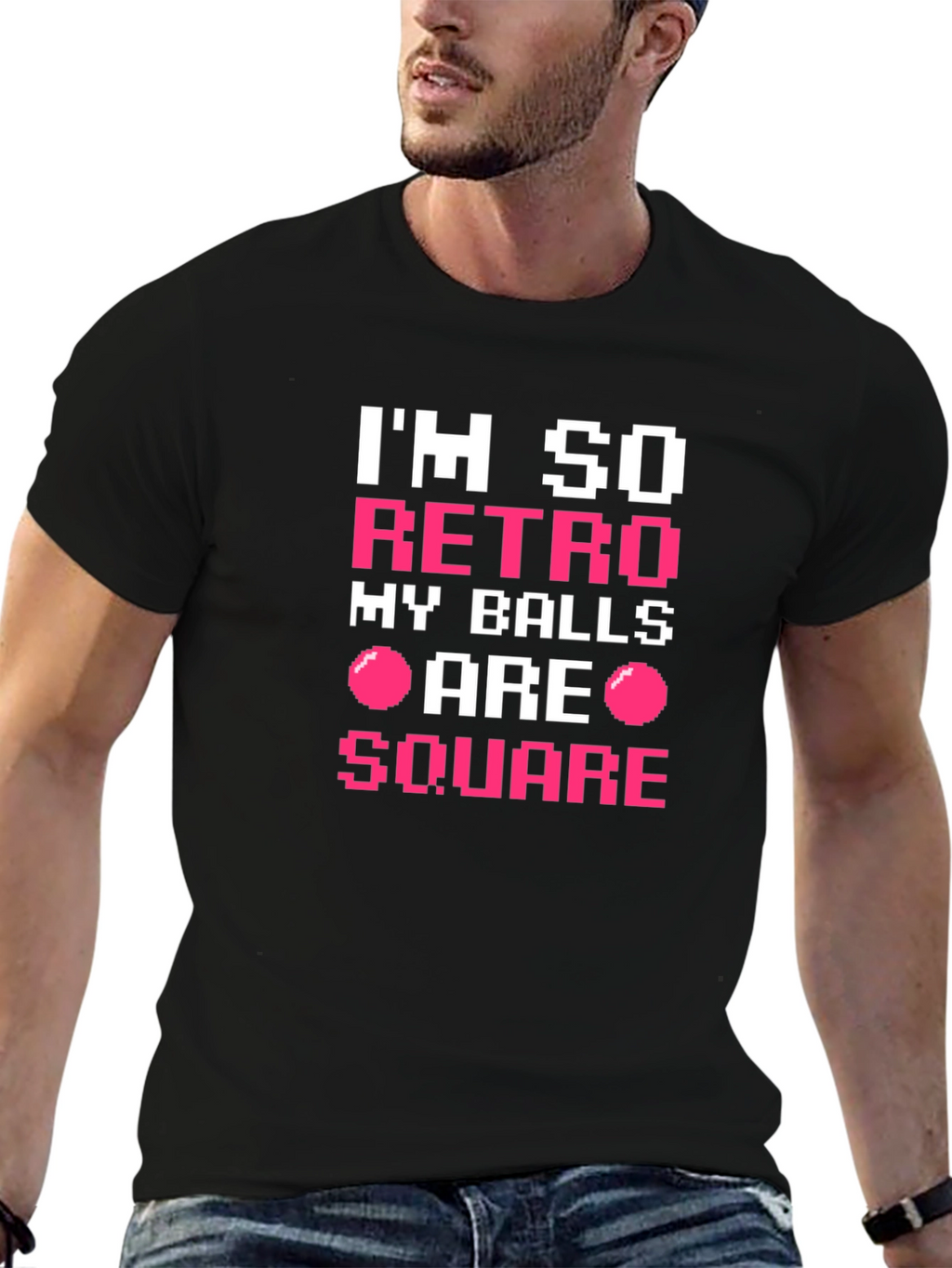 Im So Retro My Balls Are Square Black T-Shirt