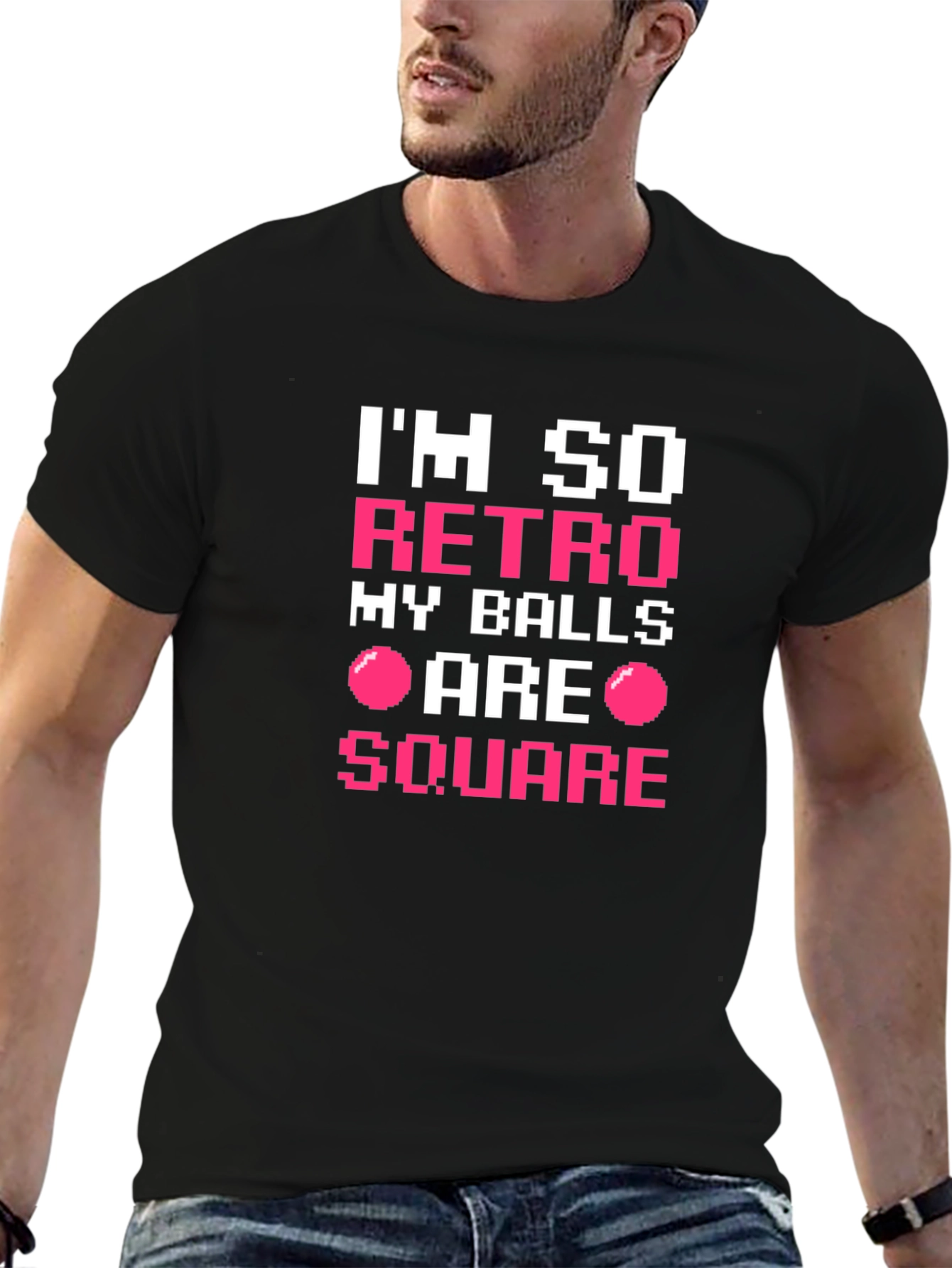 Im So Retro My Balls Are Square Black T-Shirt