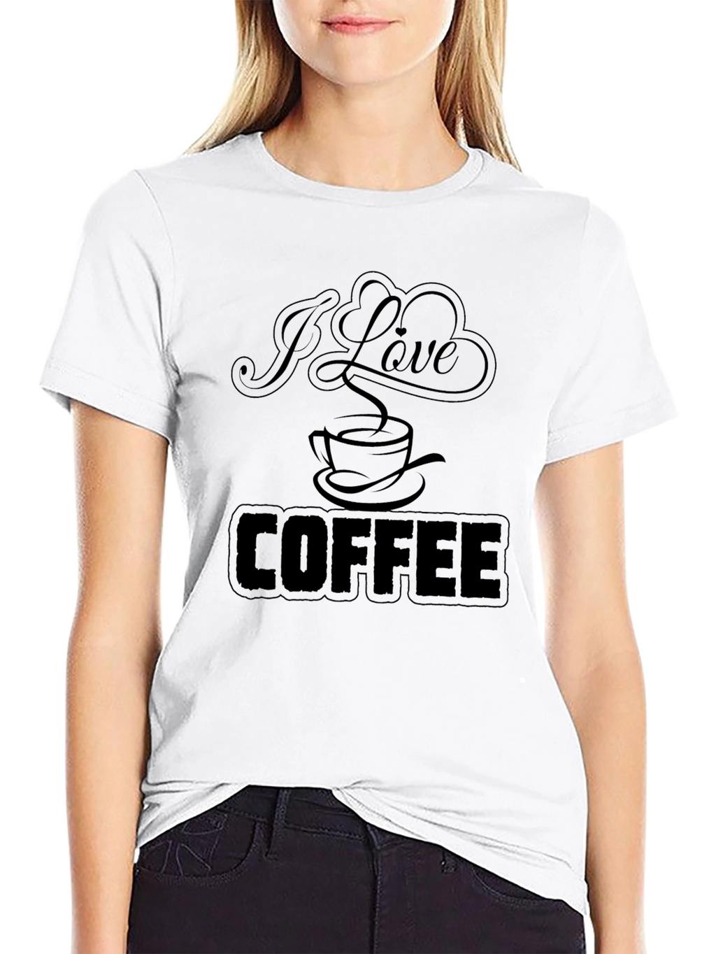 I Love Coffee Graphic Tee - Black