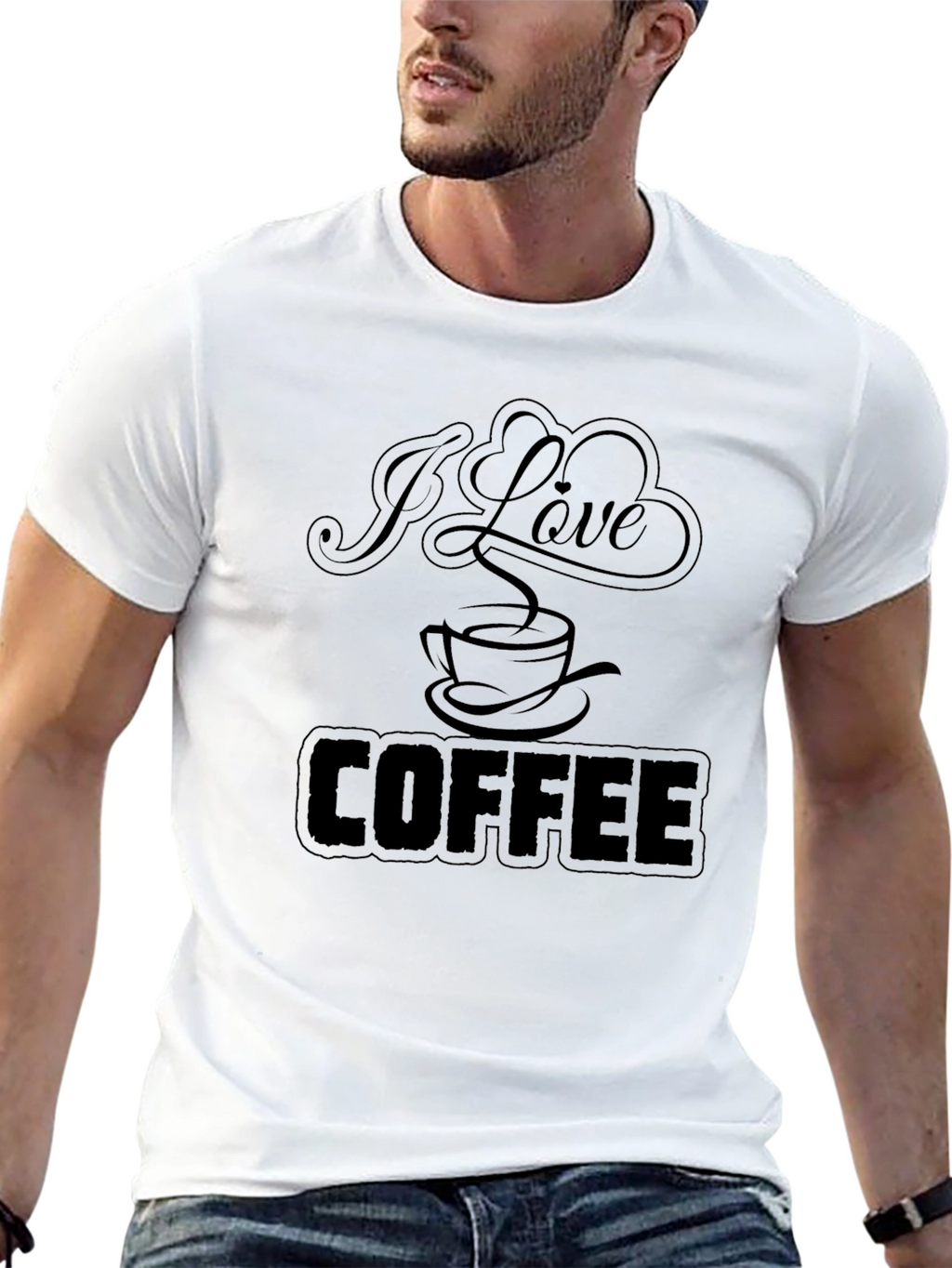 I Love Coffee Graphic Tee - Black