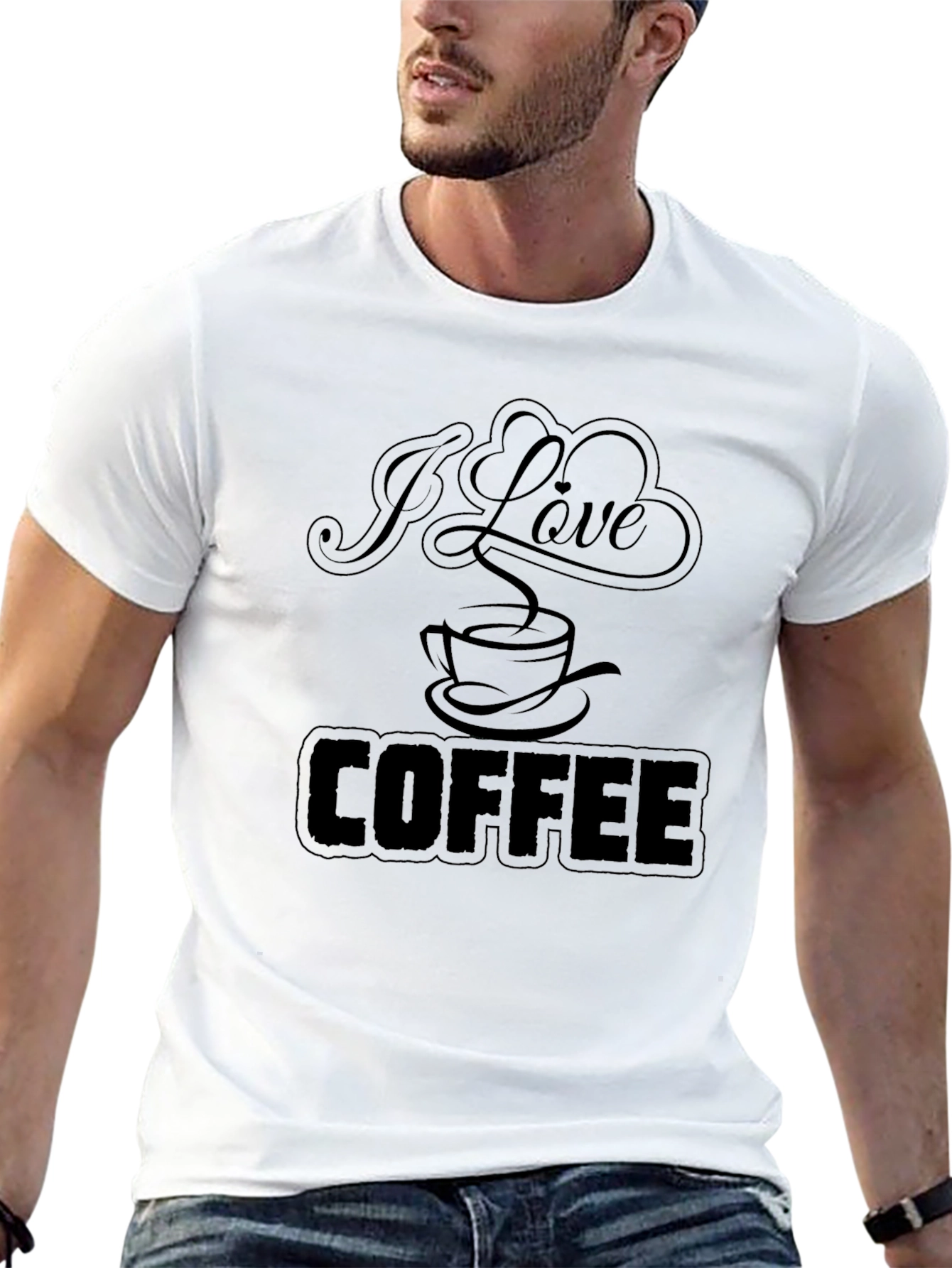 I Love Coffee Graphic Tee - Black