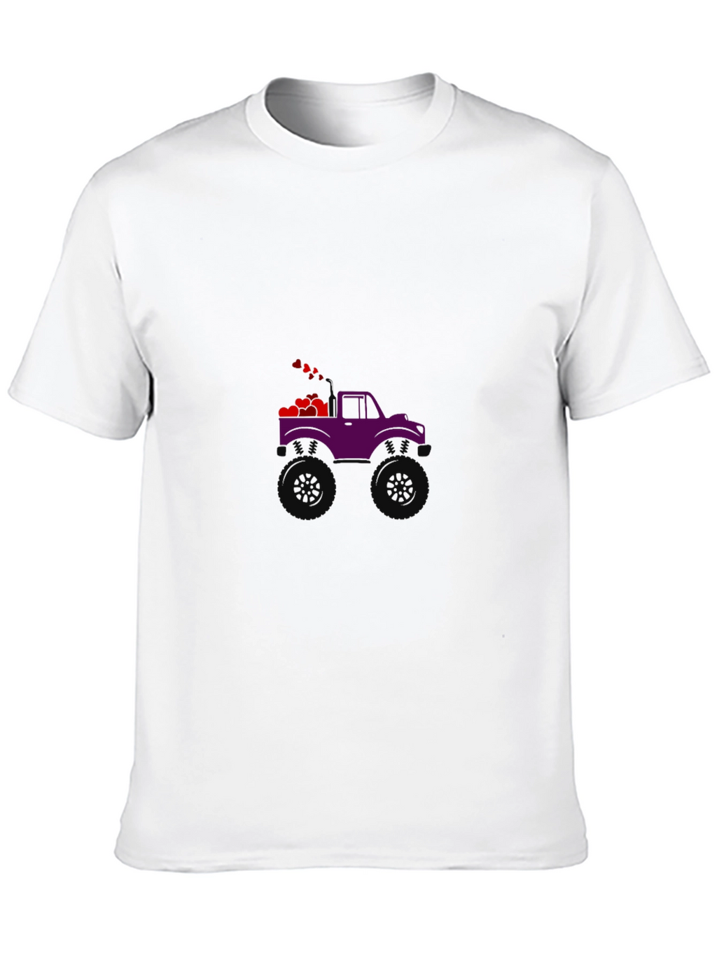 Purple Monster Truck with Hearts Graphic Tee