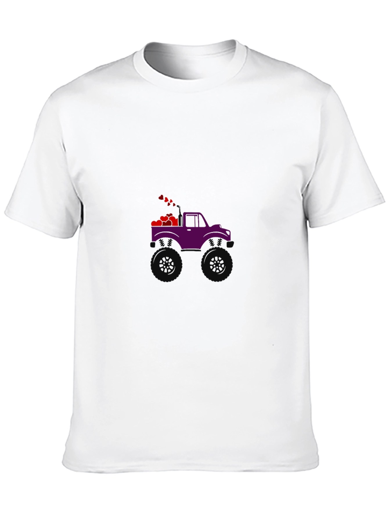 Purple Monster Truck with Hearts Graphic Tee