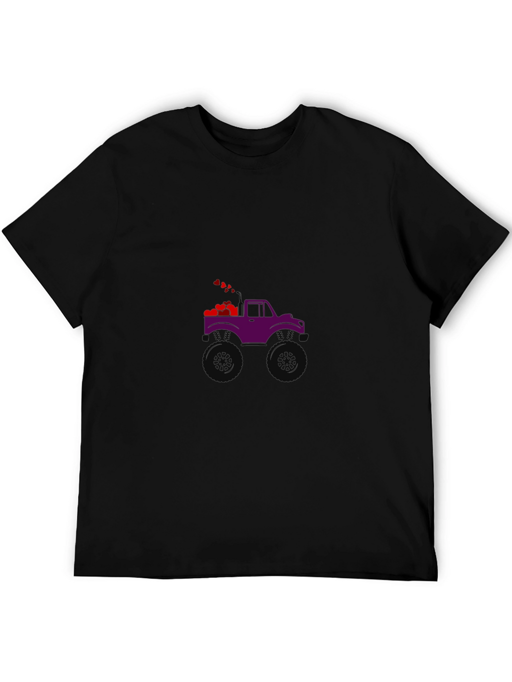 Purple Monster Truck with Hearts Graphic Tee