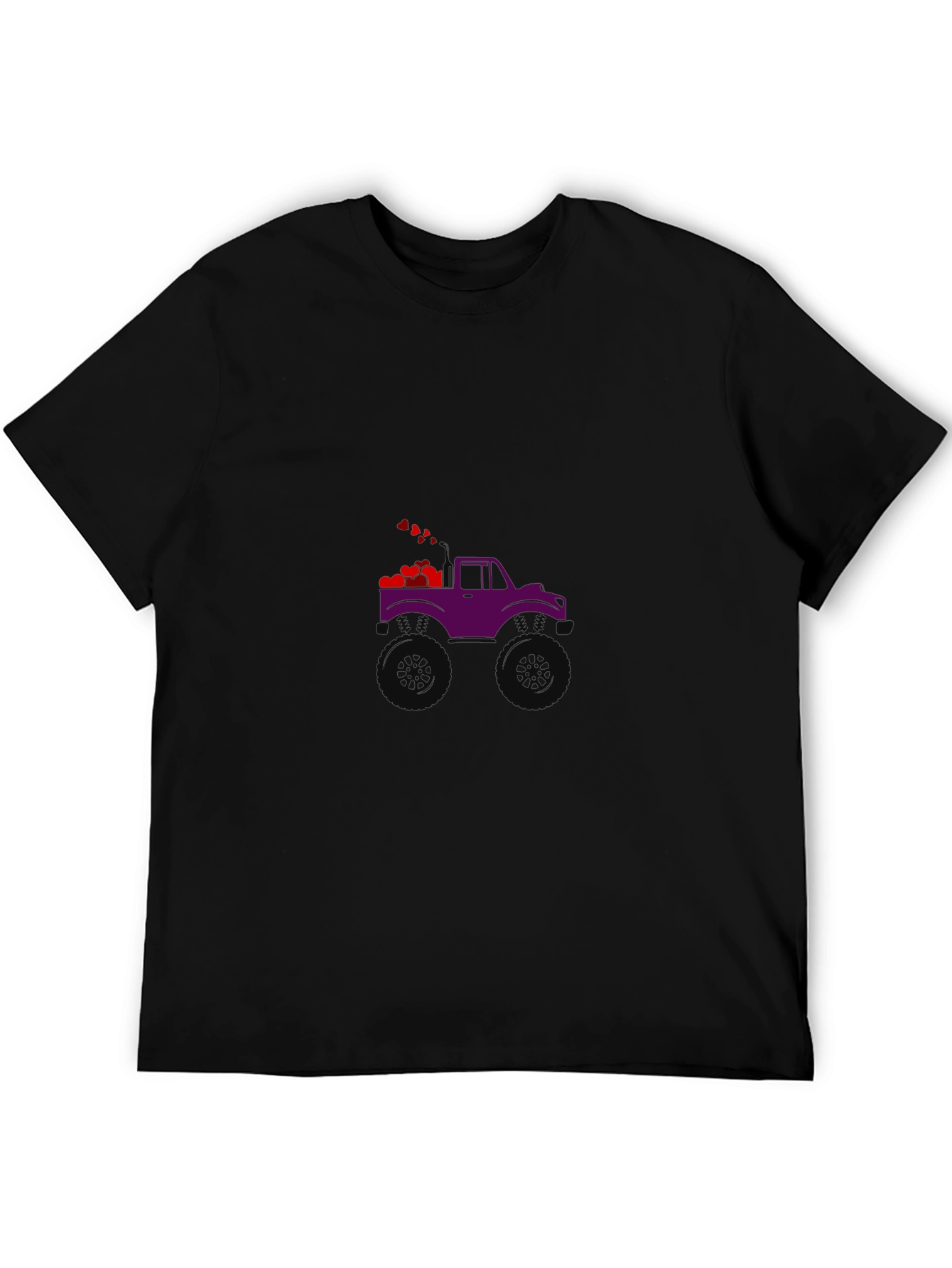 Purple Monster Truck with Hearts Graphic Tee