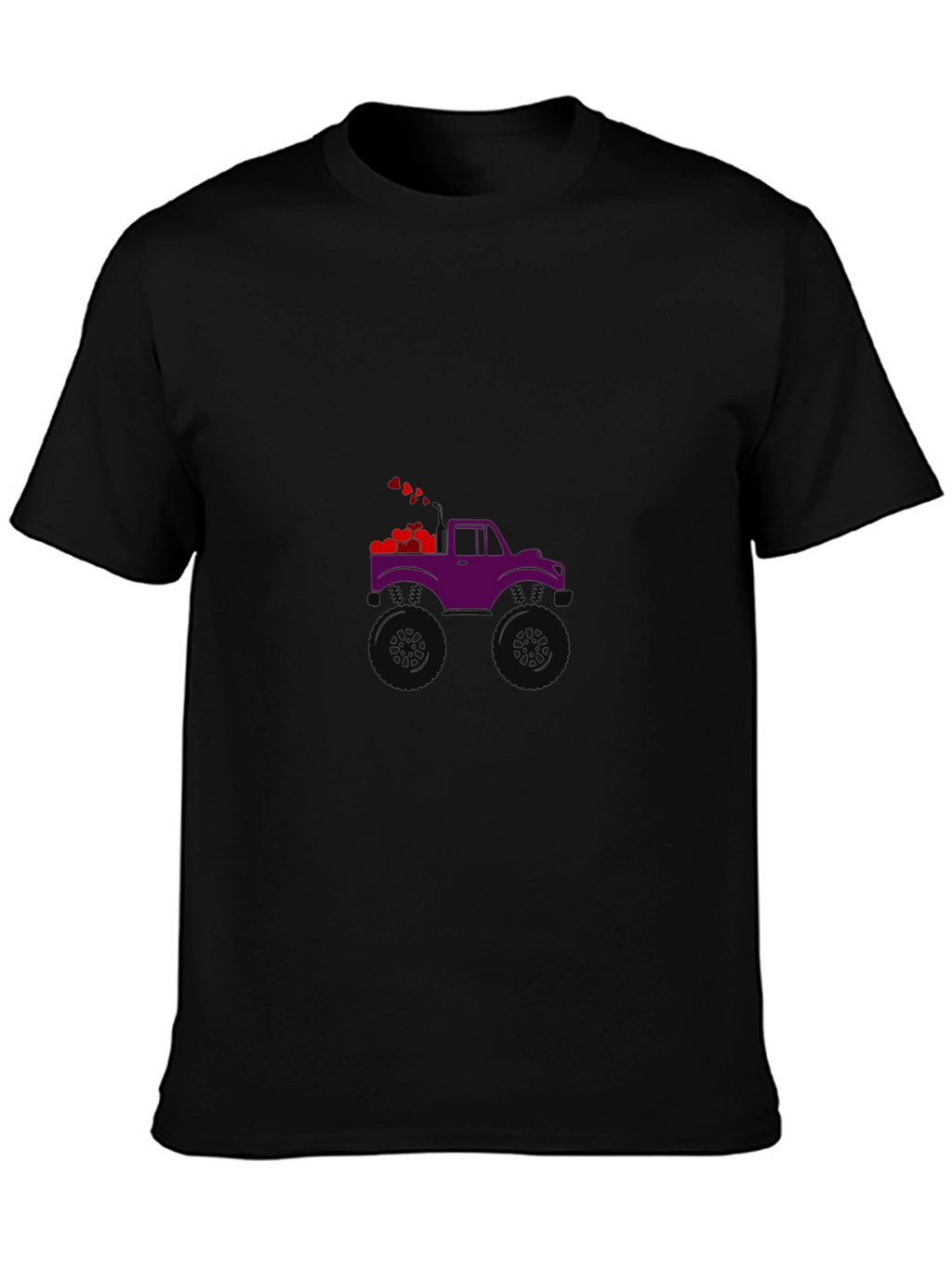 Purple Monster Truck with Hearts Graphic Tee