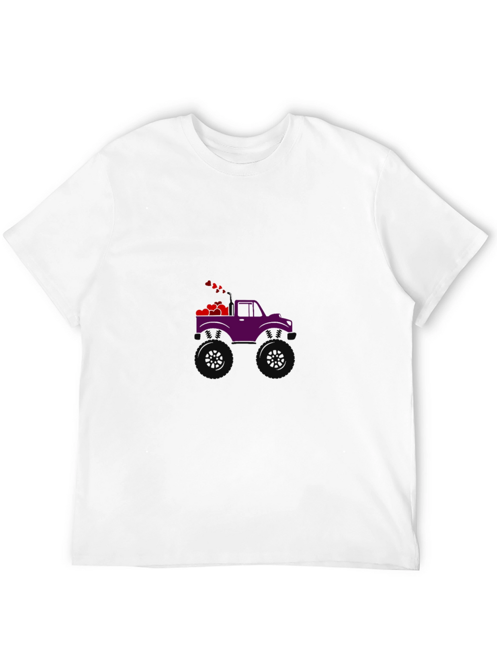 Purple Monster Truck with Hearts Graphic Tee