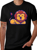 Cartoon Lion Graphic T-Shirt - Soft Cotton Tee