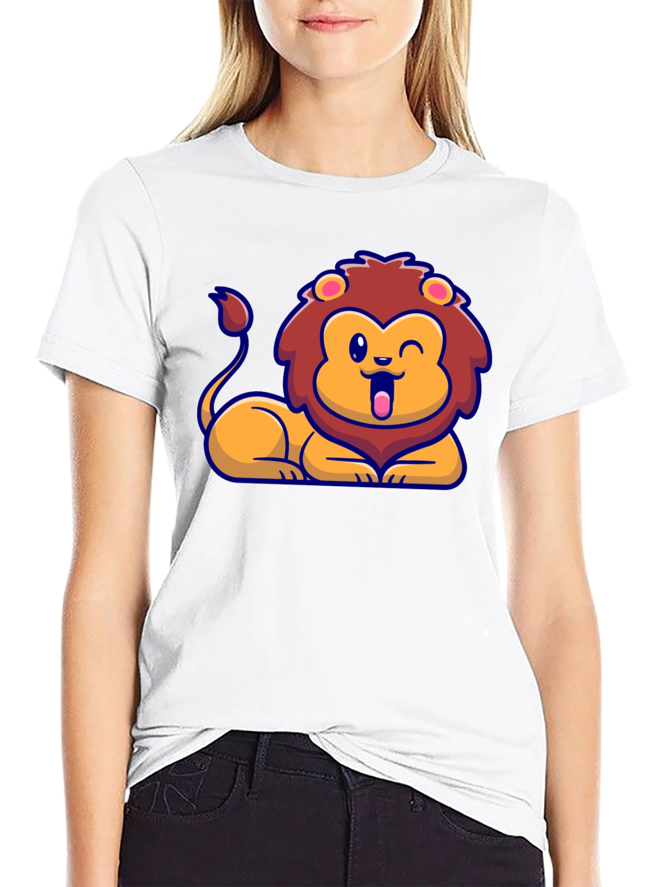 Cartoon Lion Graphic T-Shirt - Soft Cotton Tee