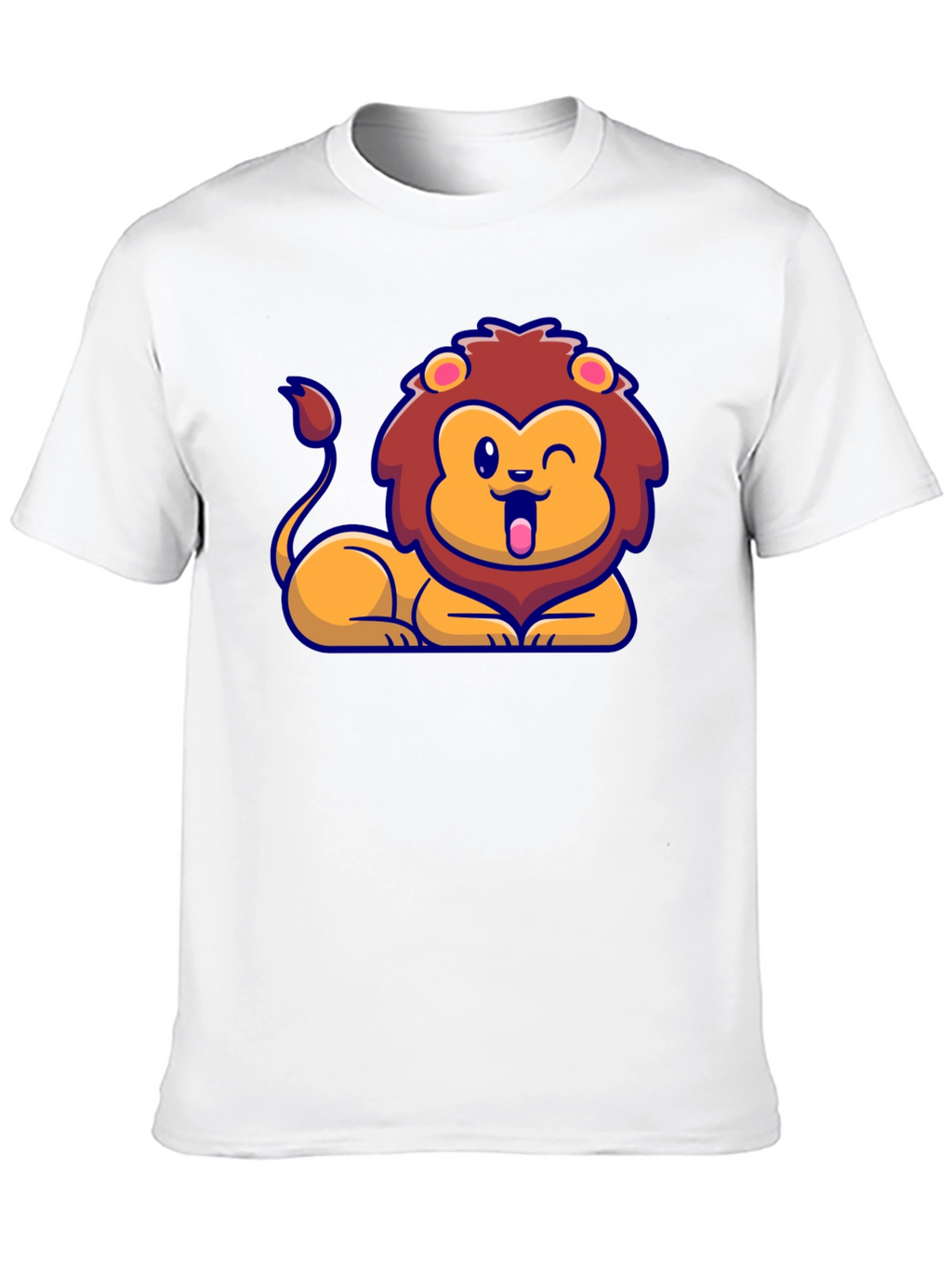 Cartoon Lion Graphic T-Shirt - Soft Cotton Tee