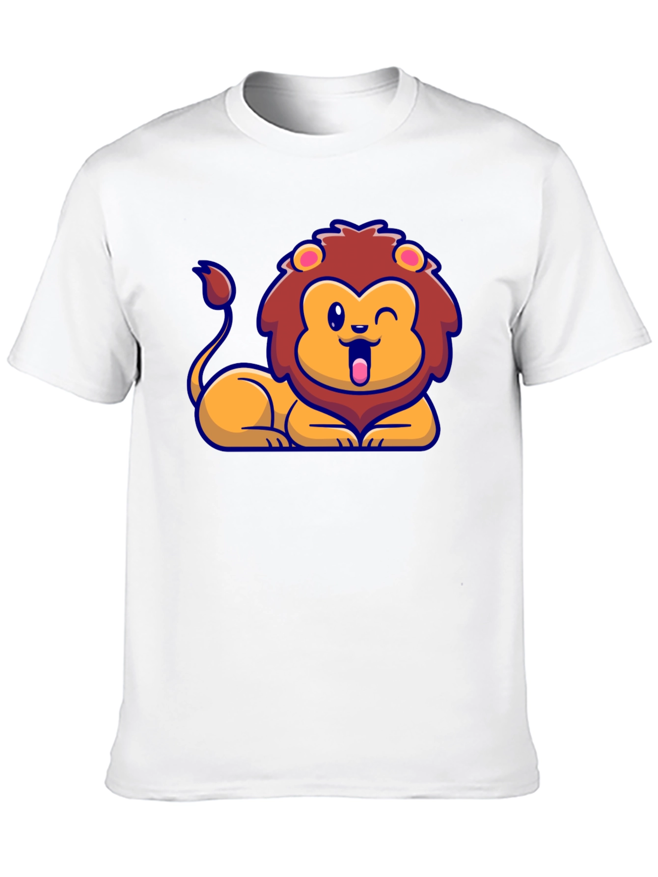 Cartoon Lion Graphic T-Shirt - Soft Cotton Tee