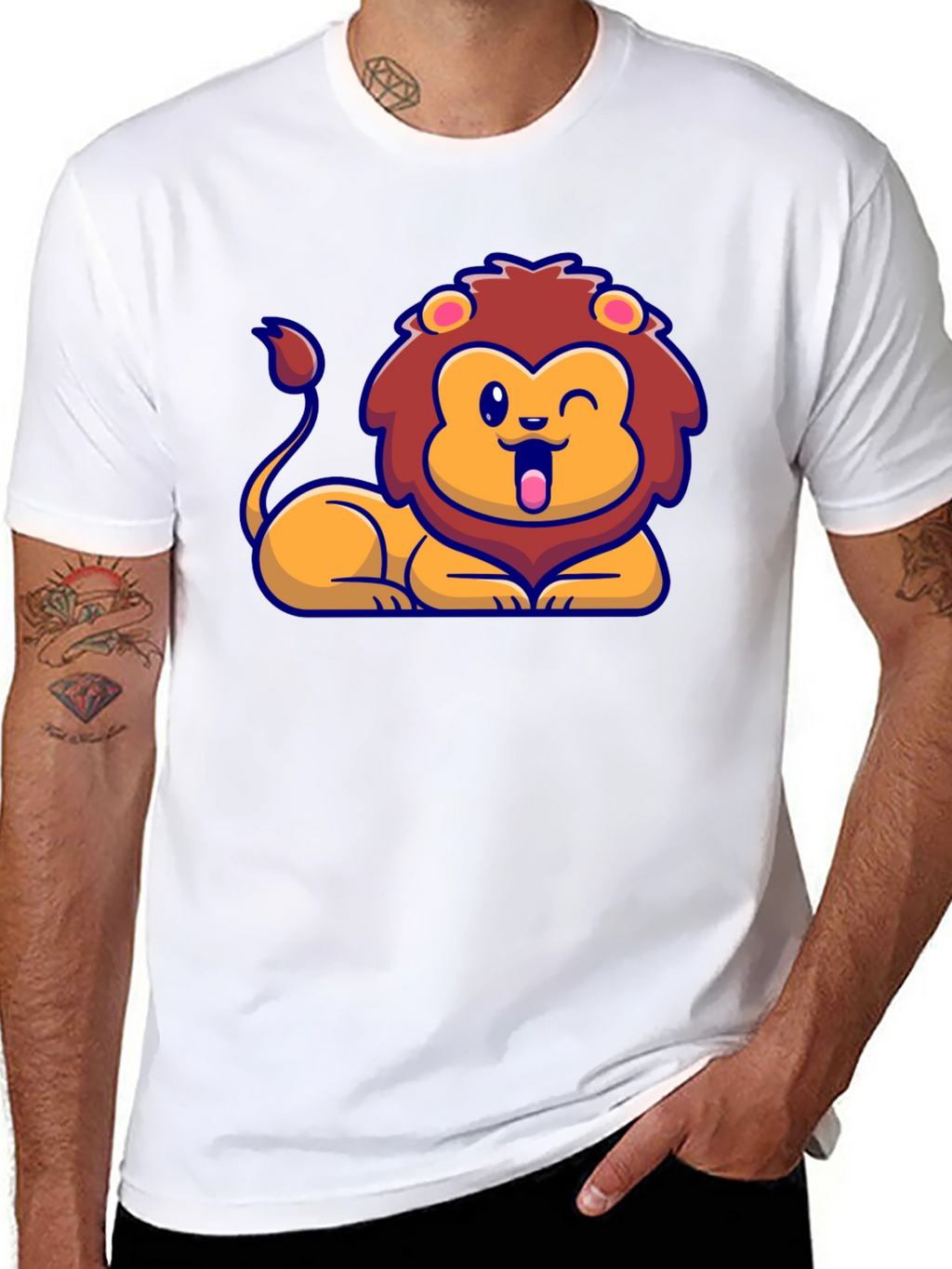 Cartoon Lion Graphic T-Shirt - Soft Cotton Tee