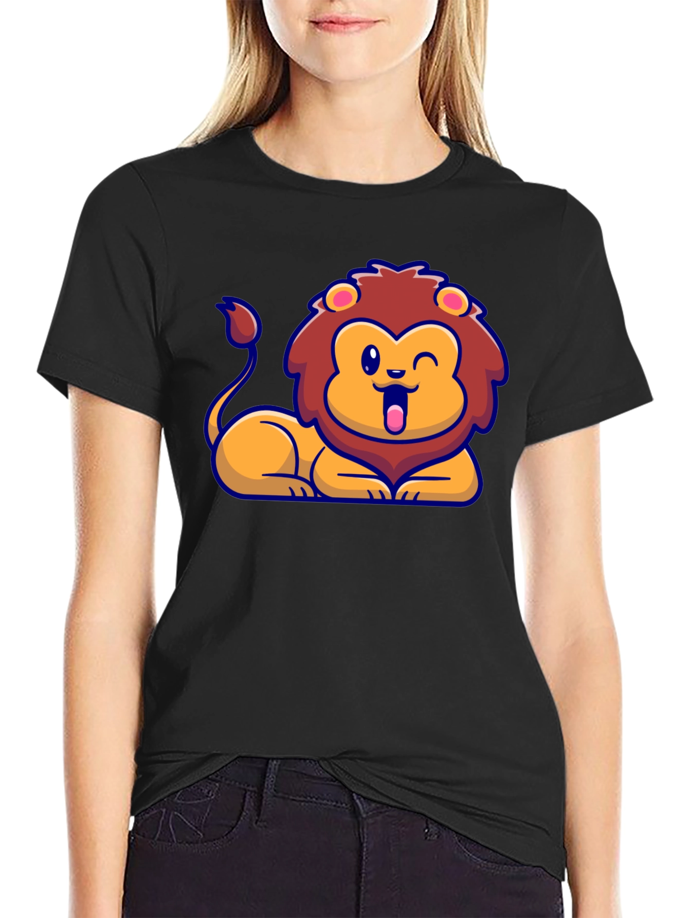 Cartoon Lion Graphic T-Shirt - Soft Cotton Tee