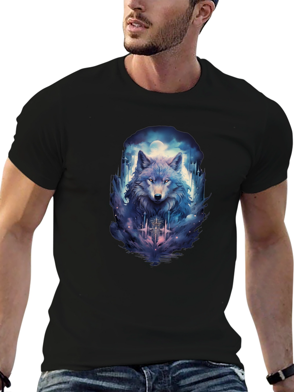 Wolf Moon T-Shirt - Urban Style Black Tee