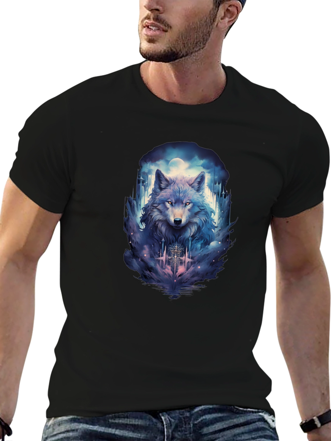 Wolf Moon T-Shirt - Urban Style Black Tee