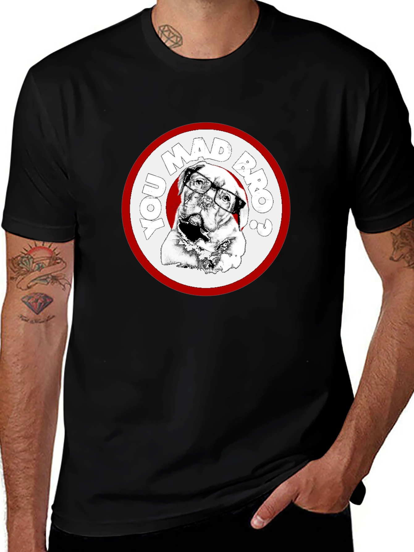 You Mad Bro? Dog Graphic Black T-Shirt