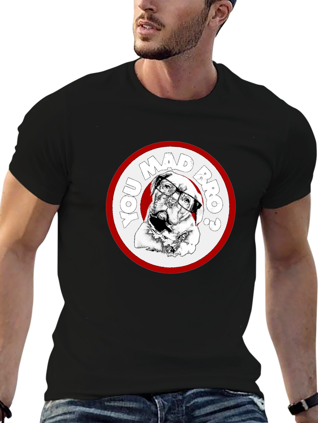 You Mad Bro? Dog Graphic Black T-Shirt