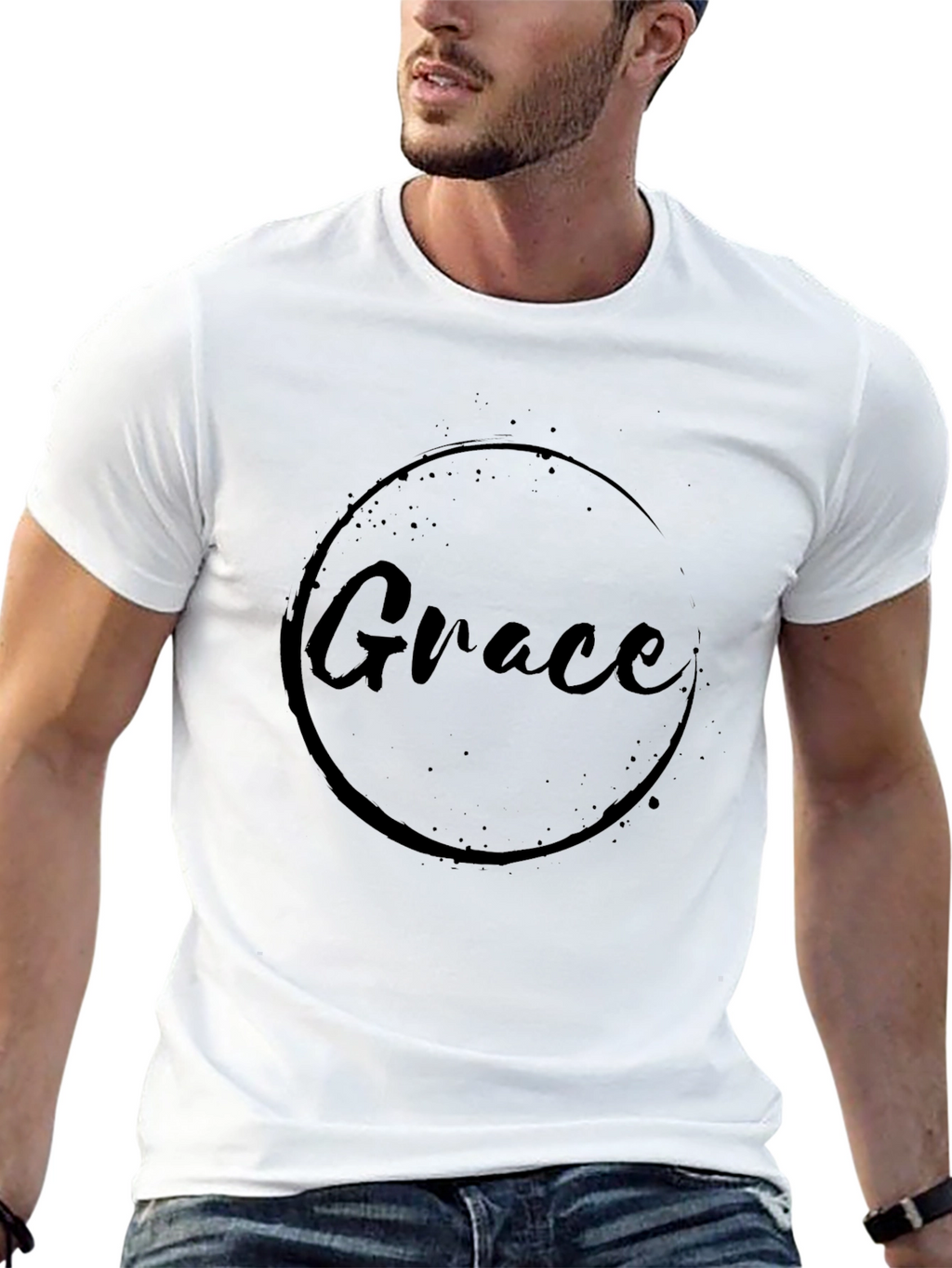 Grace Graphic Black T-Shirt - Classic Crew Neck