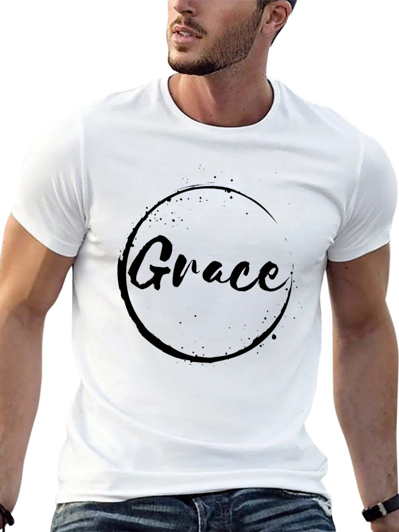 Grace Graphic Black T-Shirt - Classic Crew Neck