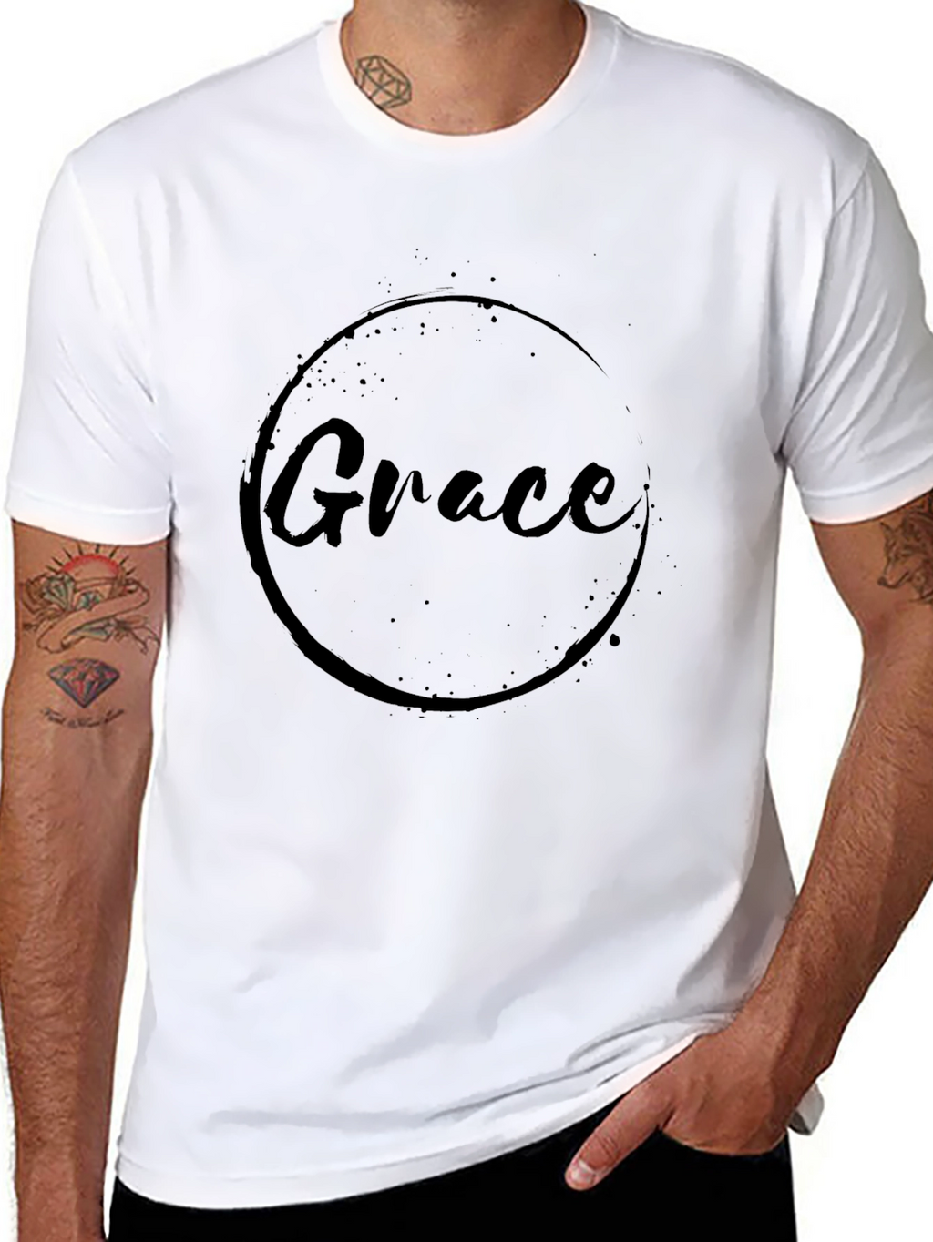 Grace Graphic Black T-Shirt - Classic Crew Neck