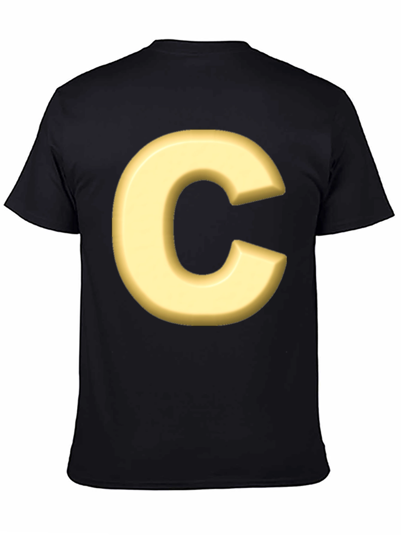 Letter C T-Shirt - Black Cotton Graphic Tee