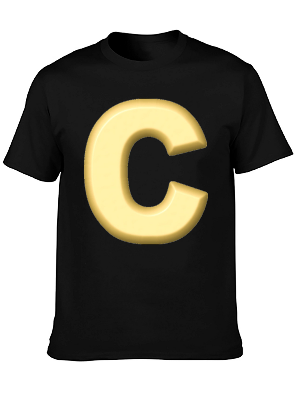 Letter C T-Shirt - Black Cotton Graphic Tee