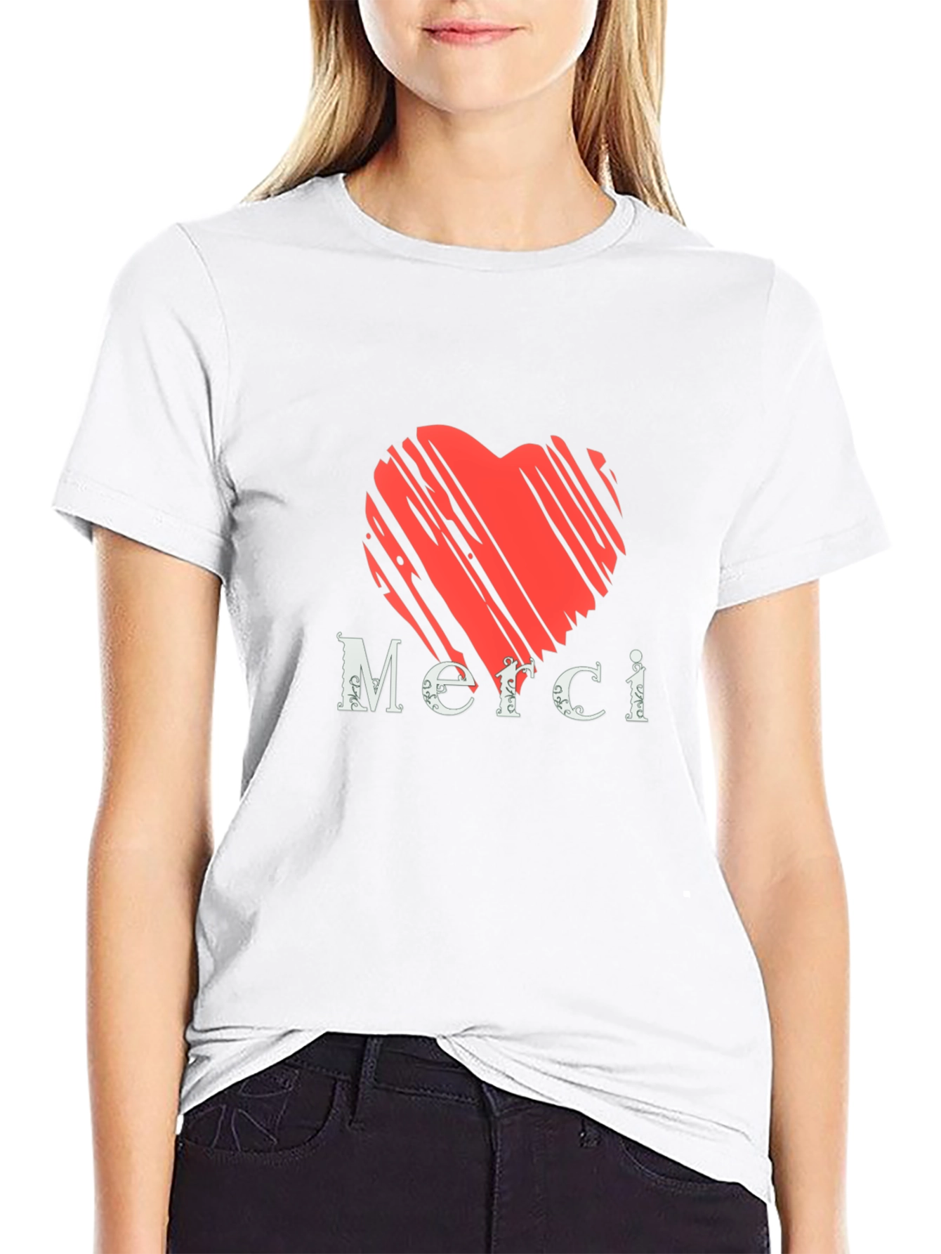 Heart Merci Graphic Tee - Stylish Casual Comfort